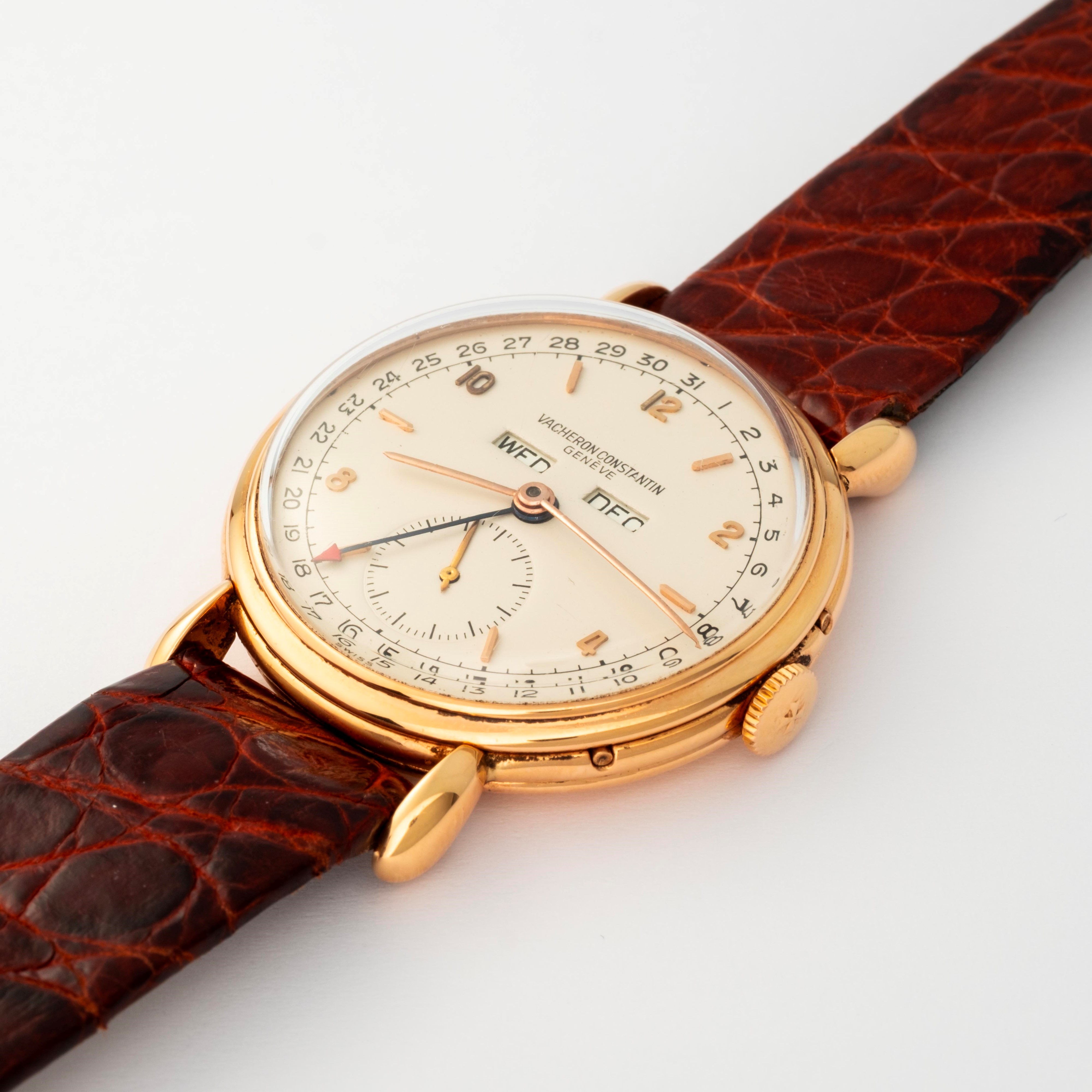 Vacheron & Constantin - Triplo Calendario in oro giallo 18k con quadrante virato panna, circa 194...