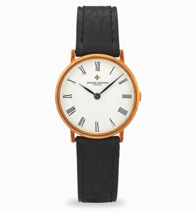 Orologio Solo tempo in oro giallo 18k con quadrante bianco e indici romani, circa 1990