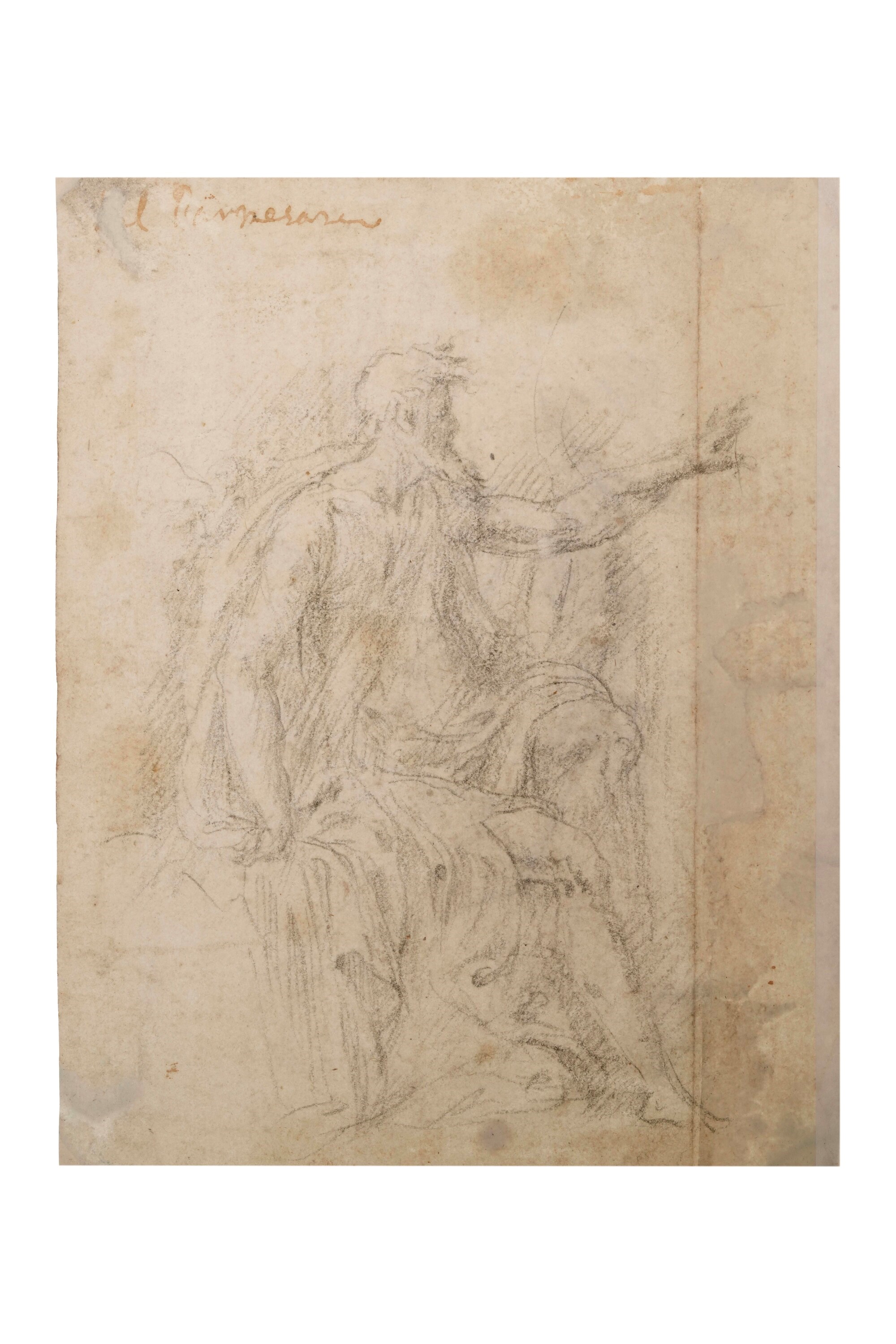 Girolamo Francesco Mazzola Detto il Parmigianino - Diana cacciatrice e Filosofo (Euclide?), matit...