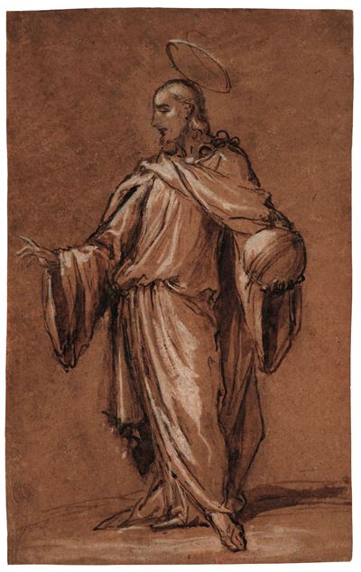 Salvator Mundi, matita nera, penna, inchiostro bruno, acquerello e biacca su carta preparata