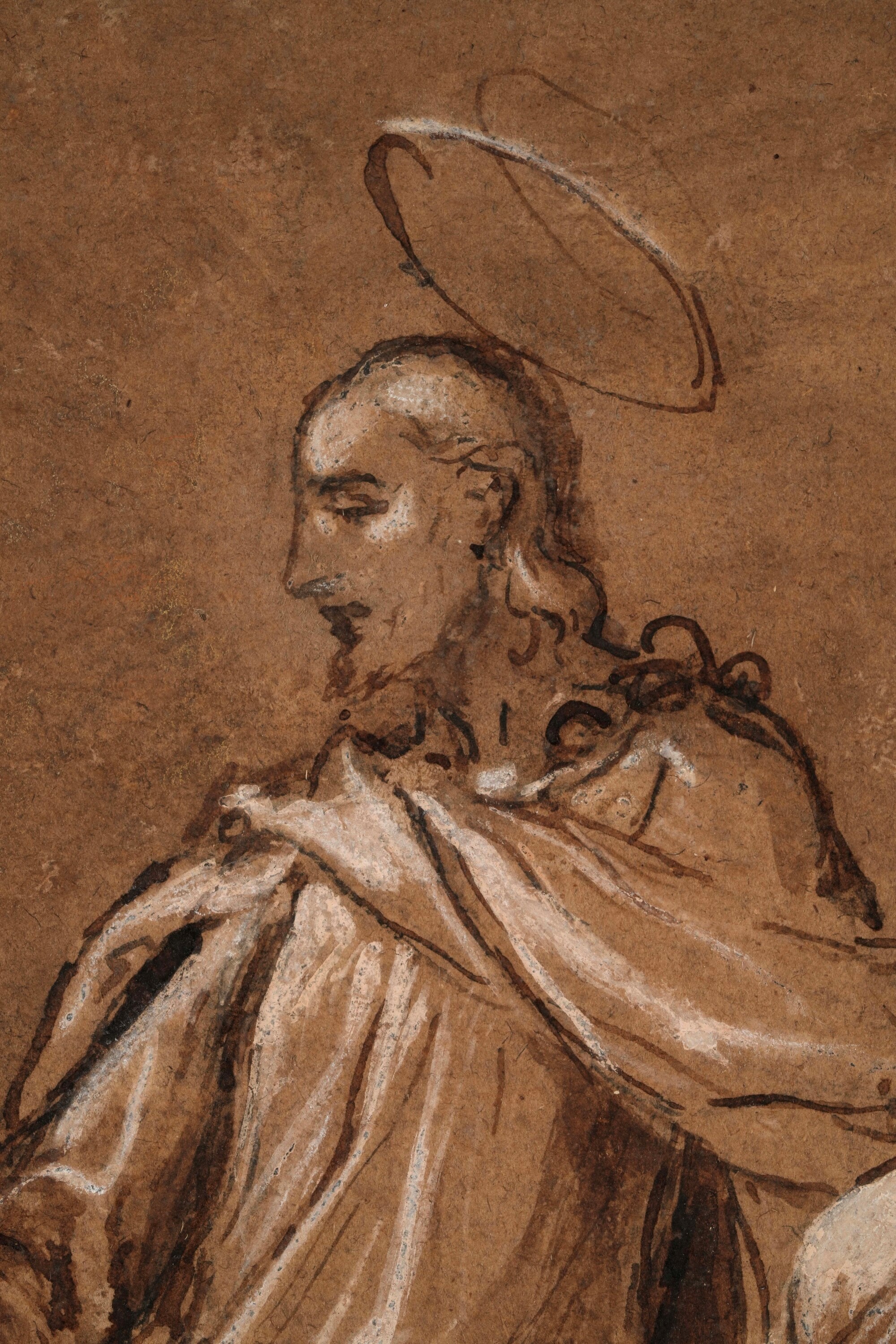 Sigismondo Caula - Salvator Mundi, matita nera, penna, inchiostro bruno, acquerello e biacca su c...