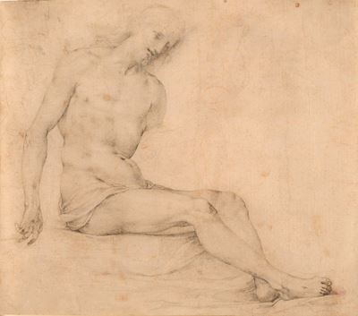Scuola toscana, Cristo deposto, matita nera su carta