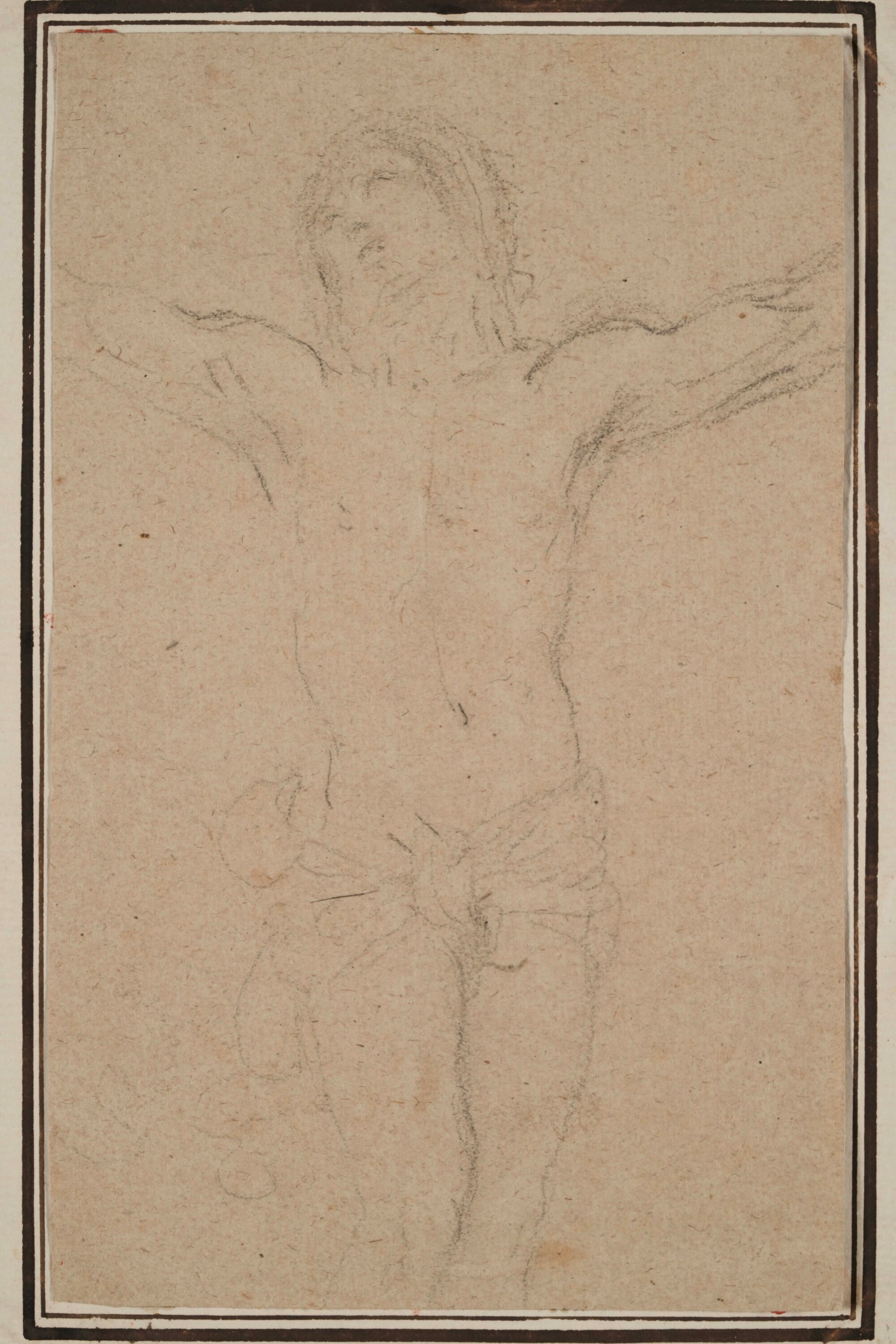 Scuola bolognese del XVII secolo, Cristo crocifisso, matita nera su carta