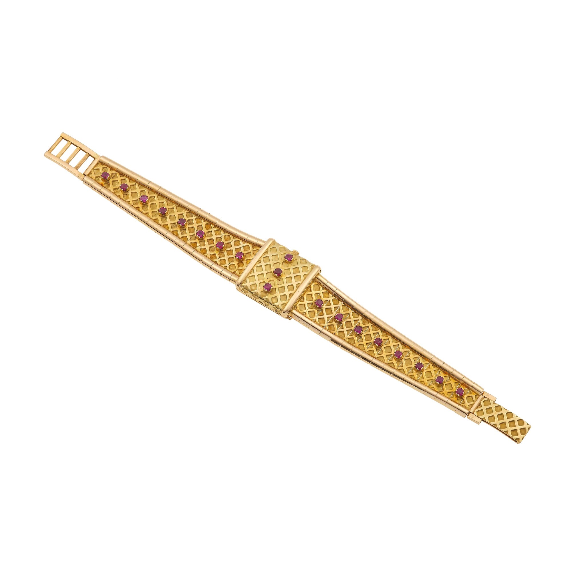 Orologio da polso Longines in oro giallo 750/1000 con piccoli rubini