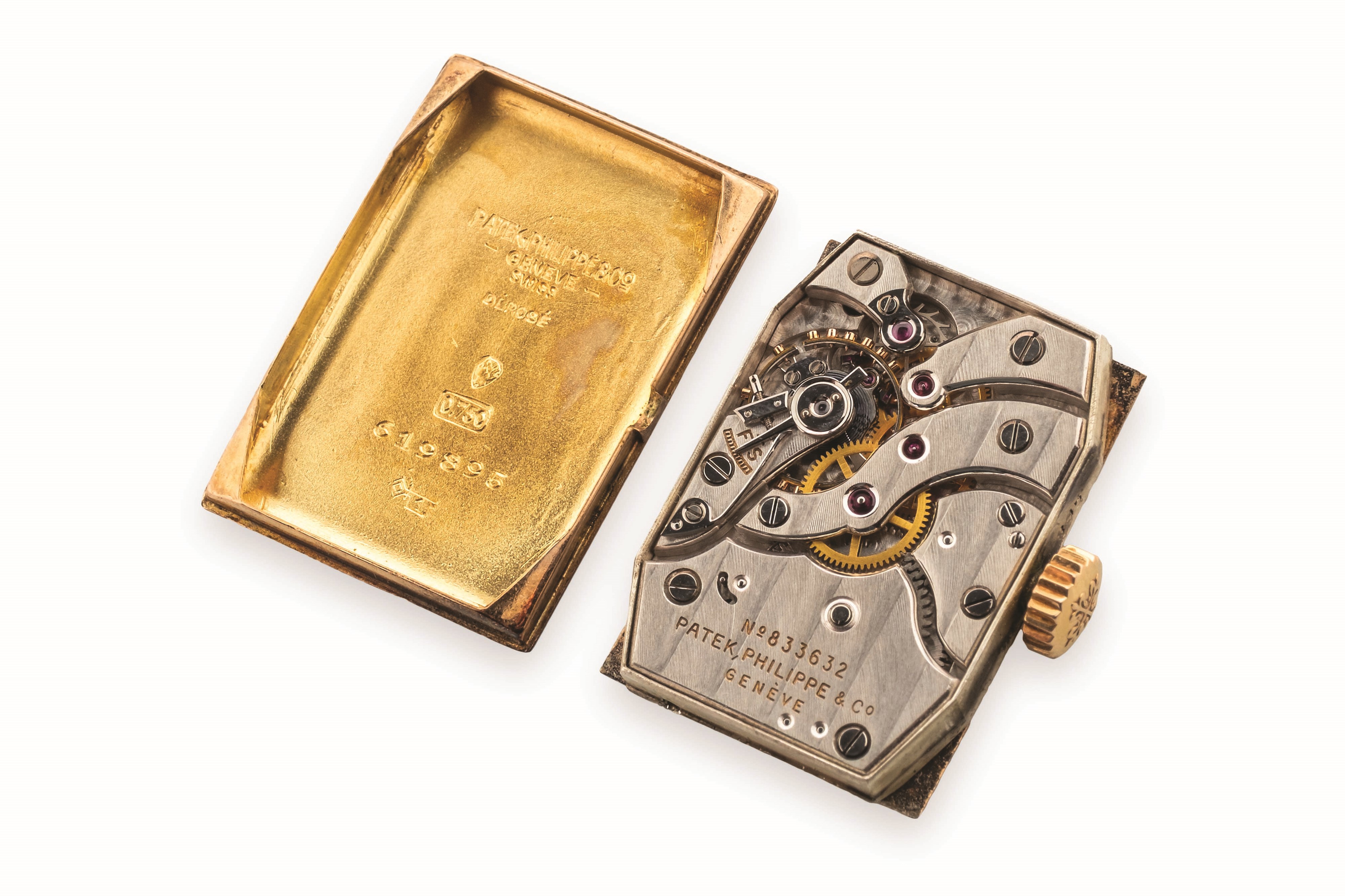 Patek Philippe - Orologio rettangolare in oro rosa con quadrante rosa 18k, circa 1940