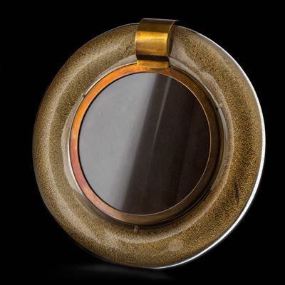 Portaritratti in ottone con cornice in vetro sommerso e foglia oro (diametro 32 cm)