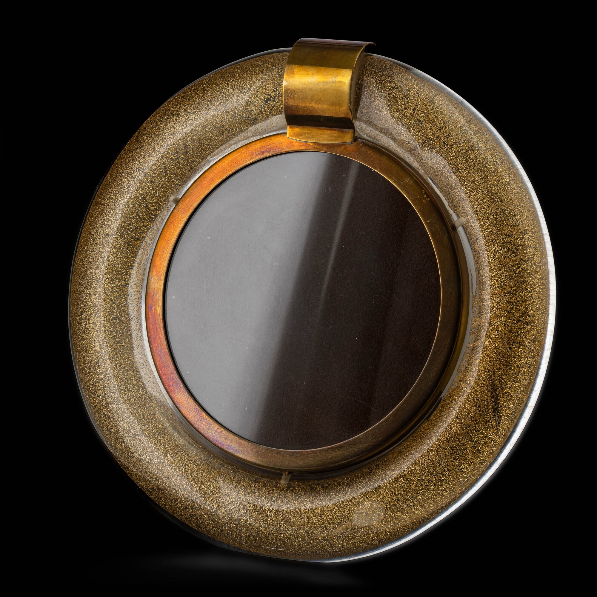 Tommaso Barbi - Portaritratti in ottone con cornice in vetro sommerso e foglia oro (diametro 32 c...