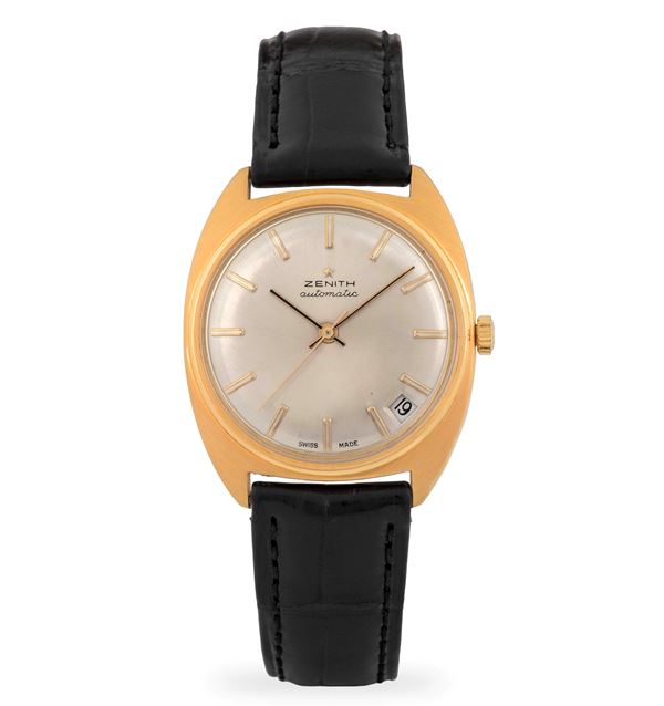 Stellina in oro giallo 18k con quadrante Argentè e indici applicati, circa 1970