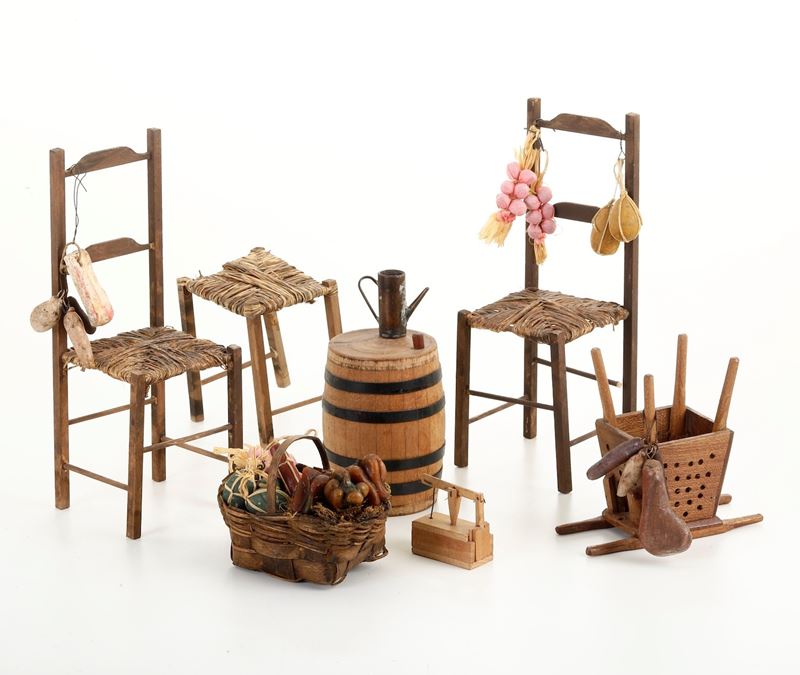 Lotto di elementi d'arredo da presepe  - Asta Antiquariato e Cornici - Cambi Casa d'Aste