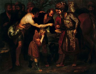 Giuseppe venduto dai fratelli, olio su tela