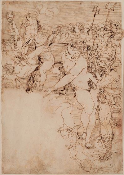 Venere, Marte e Cupido, penna e inchiostro bruno su carta filigranata
