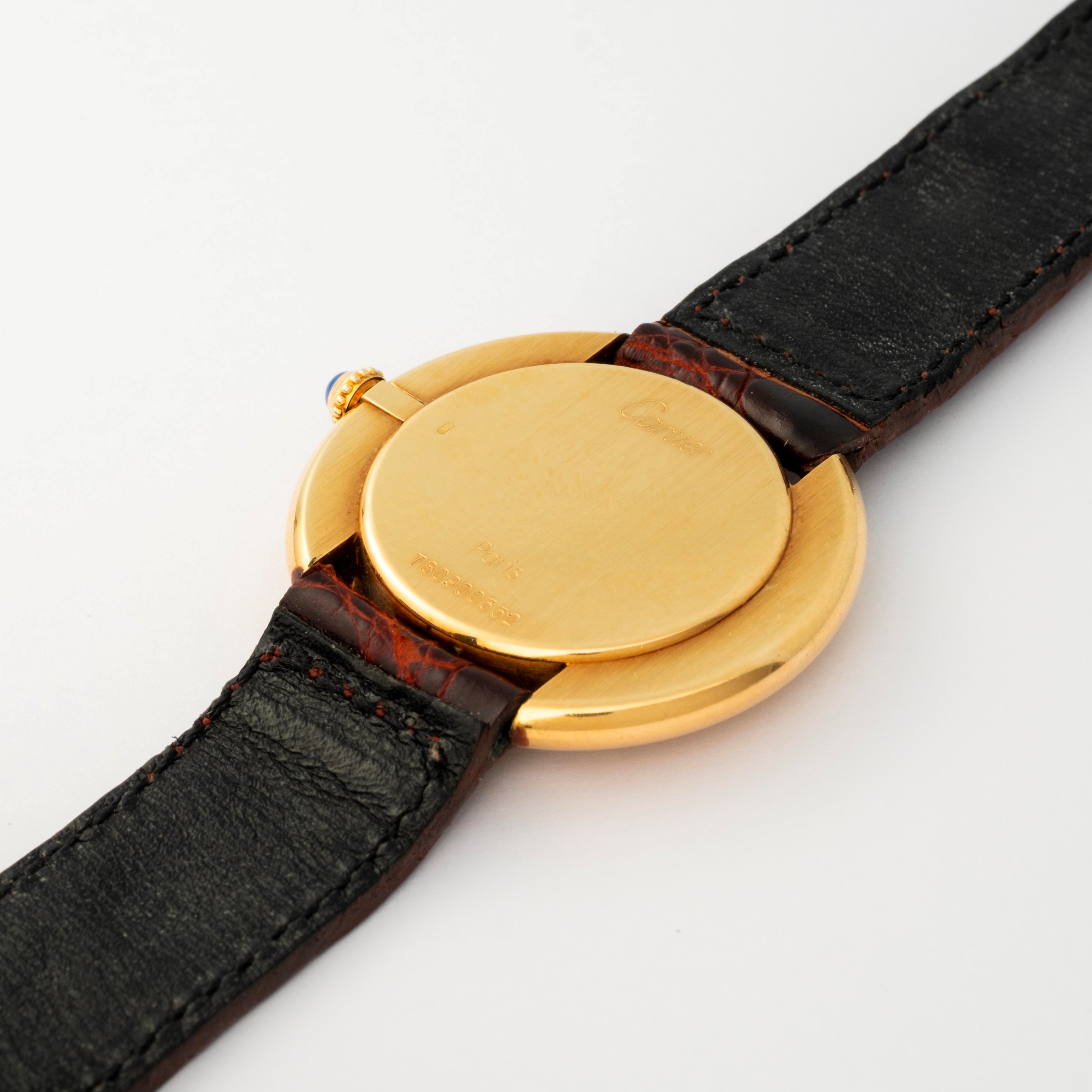 Cartier - Orologio Ellipse Vendome, carica manuale in oro giallo 18k, quadrante bianco con numeri...