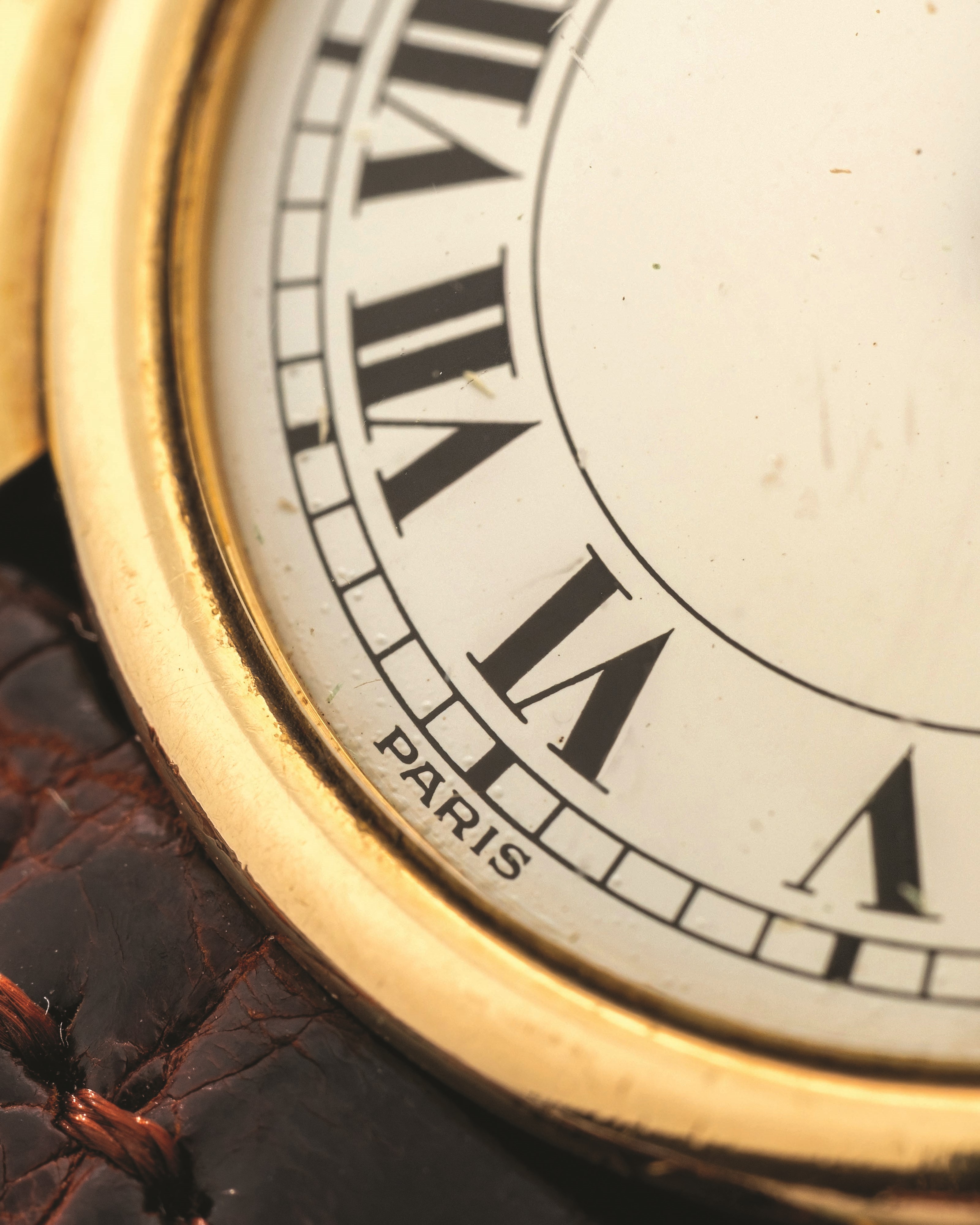 Cartier - Orologio Ellipse Vendome, carica manuale in oro giallo 18k, quadrante bianco con numeri...