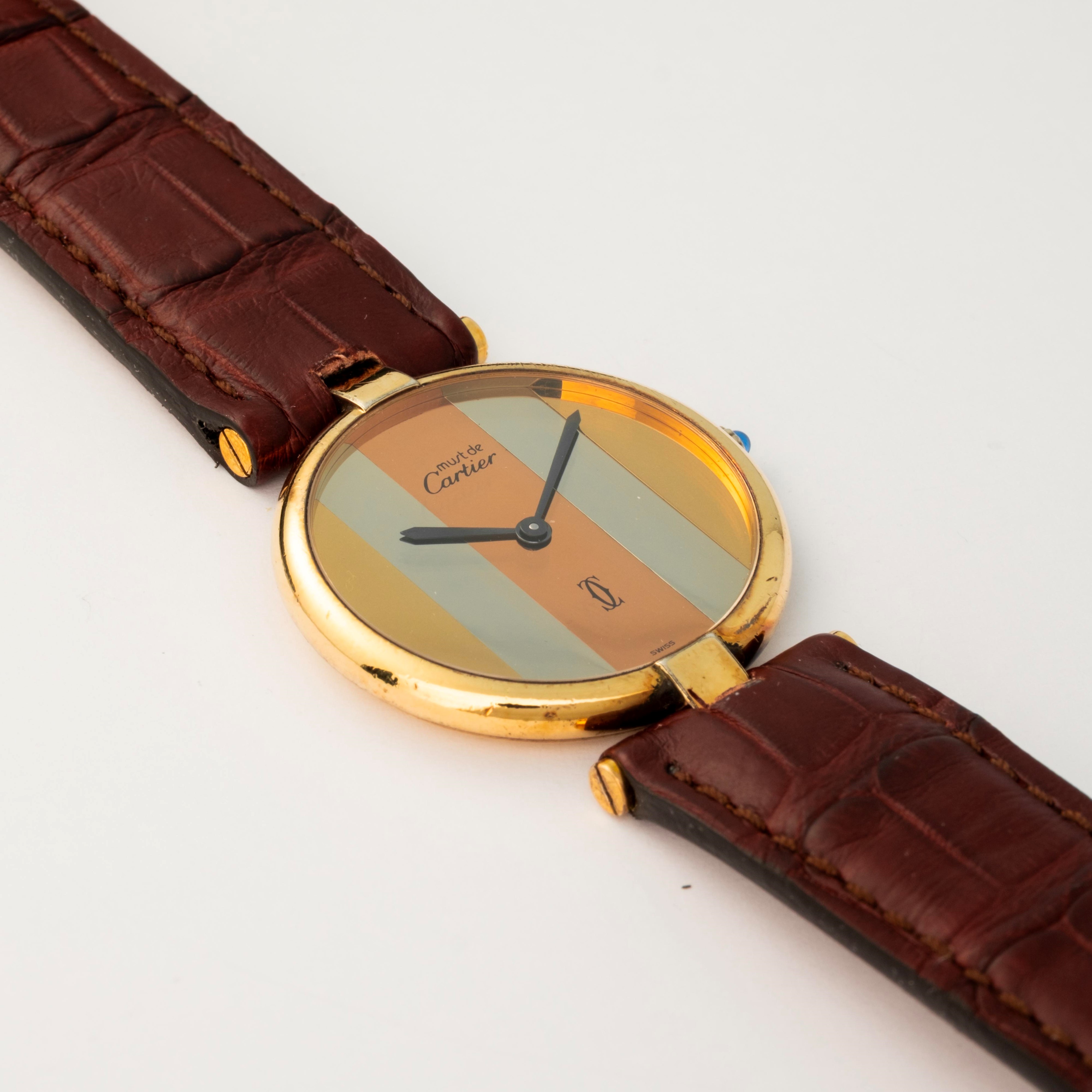 Cartier - Must Ronde Vermeil oro, quadrante a tre colori a specchio, circa 1990