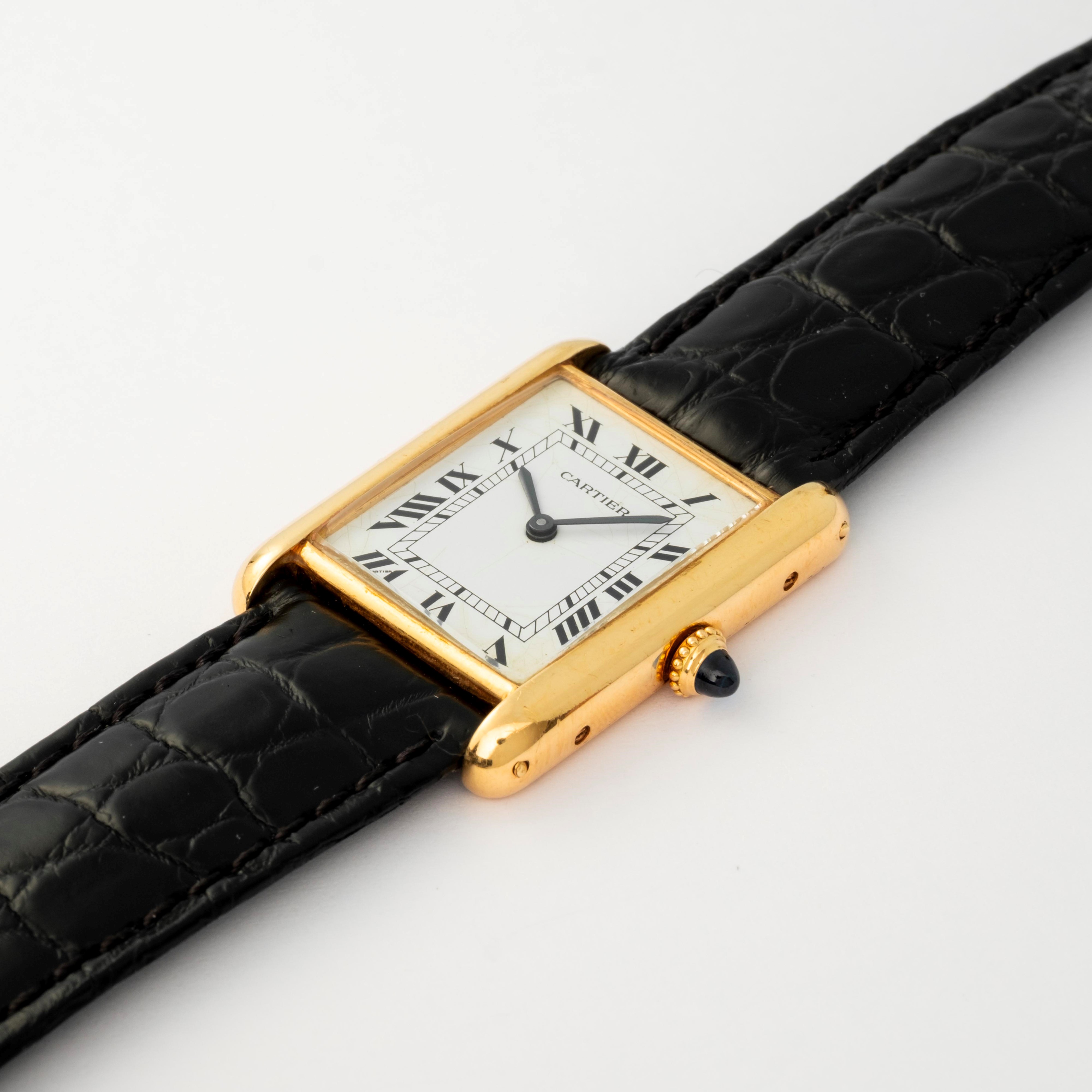 Cartier - Tank Louis ref 78086, oro giallo 18k, quadrante bianco con numeri romani, circa 1970