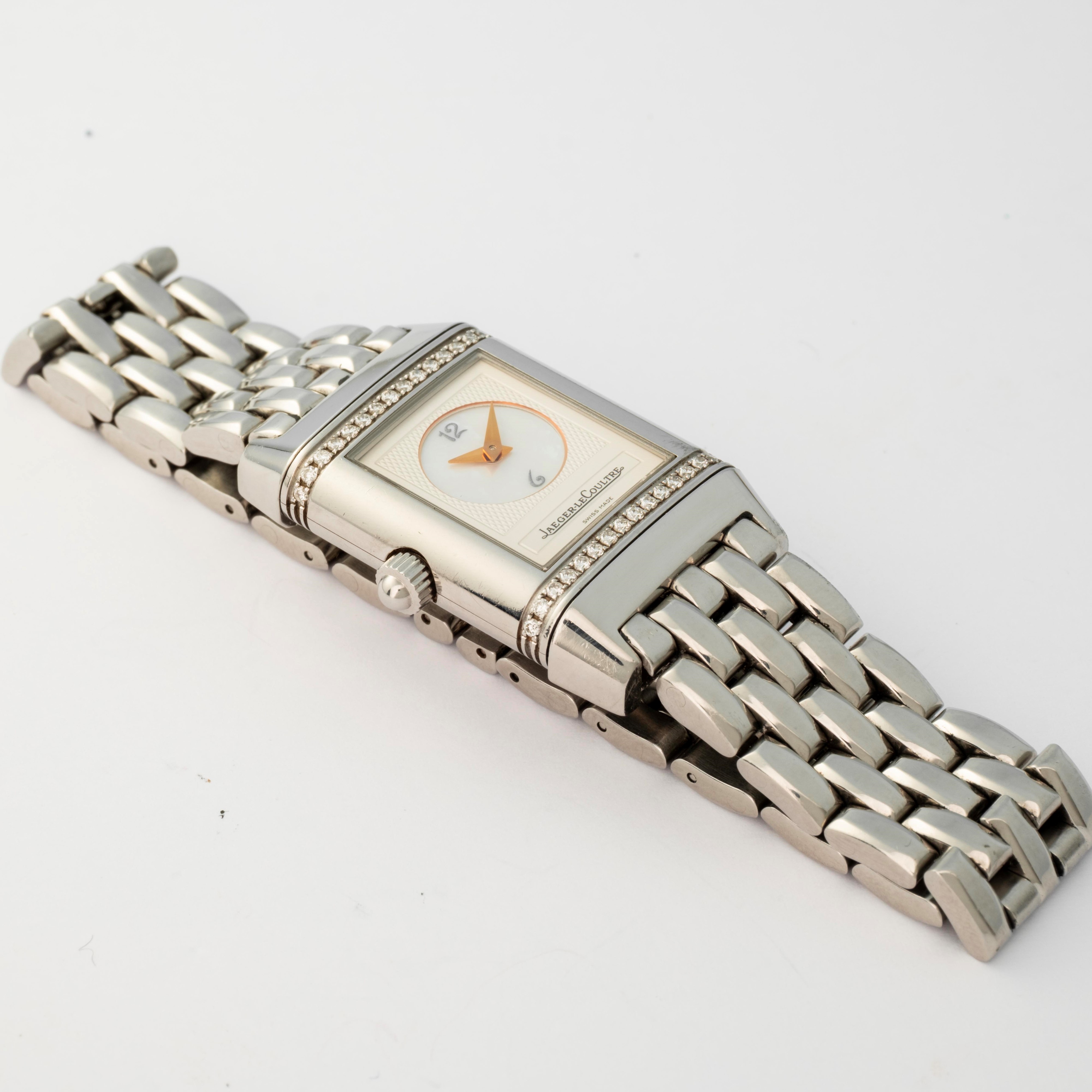 Jaeger-LeCoultre, Reverso Duetto ref. 266.8.44, acciaio e madreperla, circa 2000