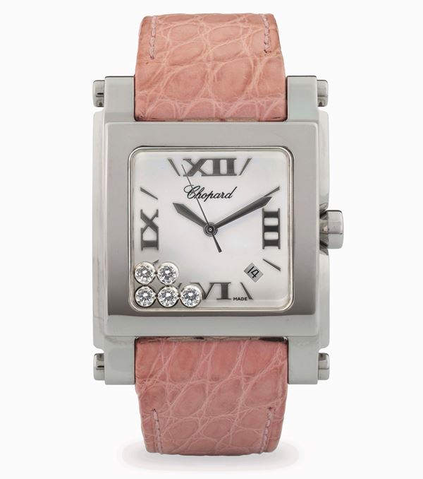 Happy Sport Square in acciaio, quadrante Argentè con diamanti sospesi su quadrante, circa 2000