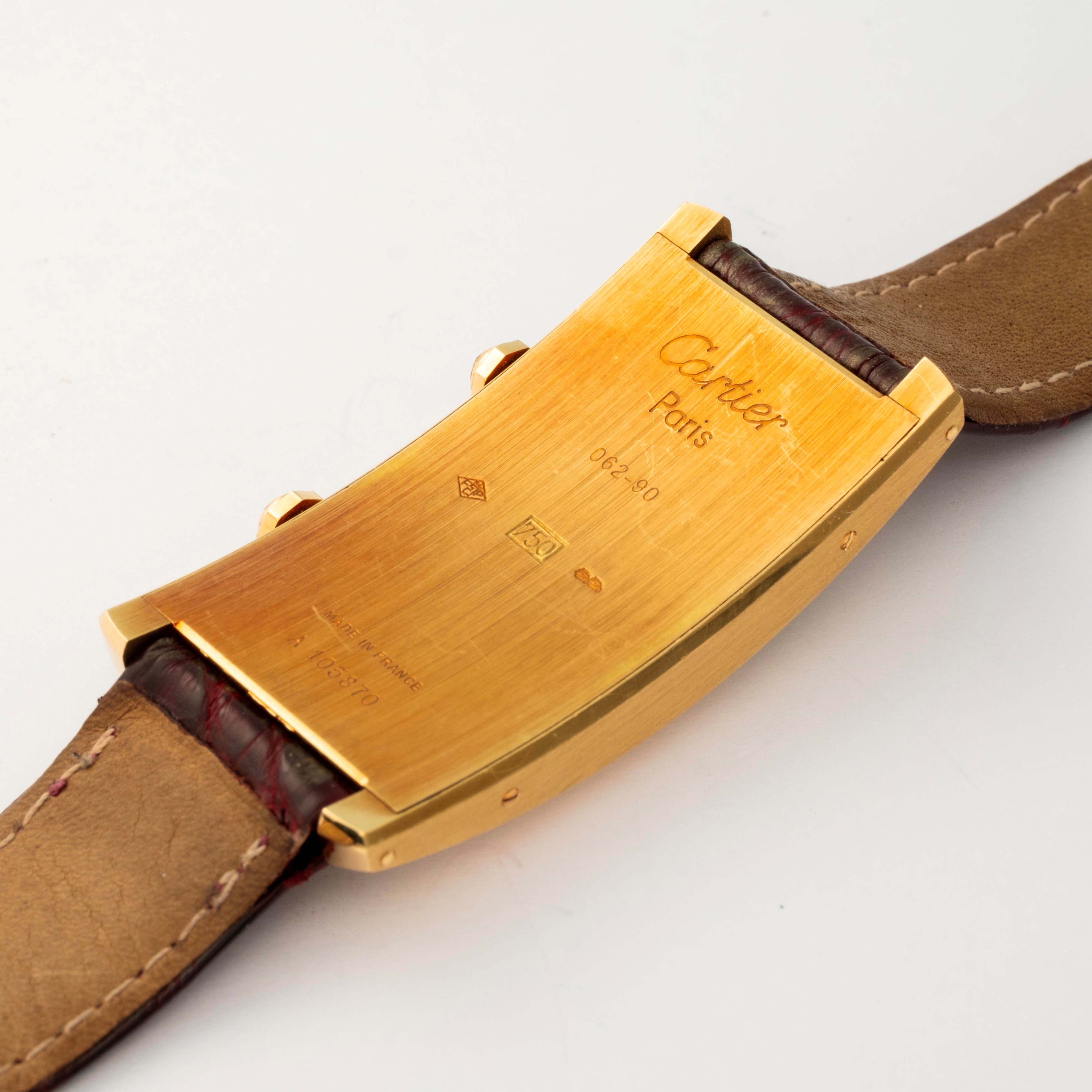 Cartier - Cintrée Dual Time in oro giallo 18k con doppio quadrante e numeri romani, circa 1990