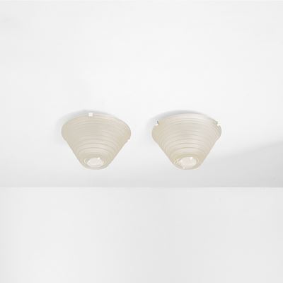 Lampade da plafone mod. Egina, metallo laccato e vetro satinato