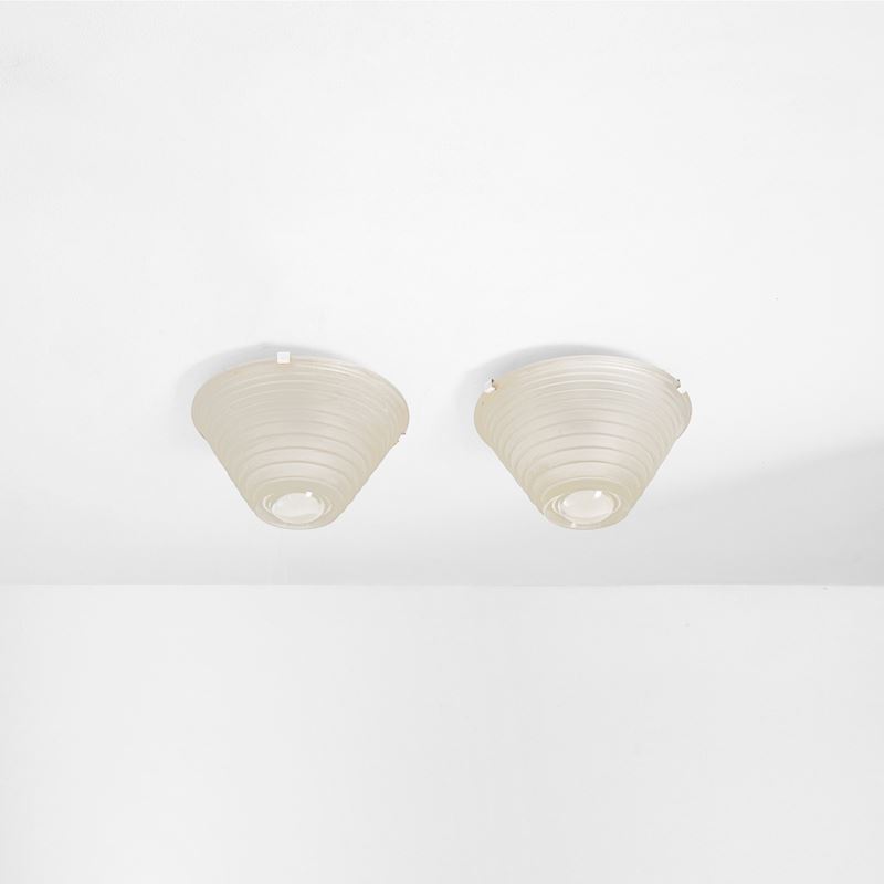 Angelo Mangiarotti : Due lampade da plafone mod. Egina  - Asta Design Lab - Cambi Casa d'Aste