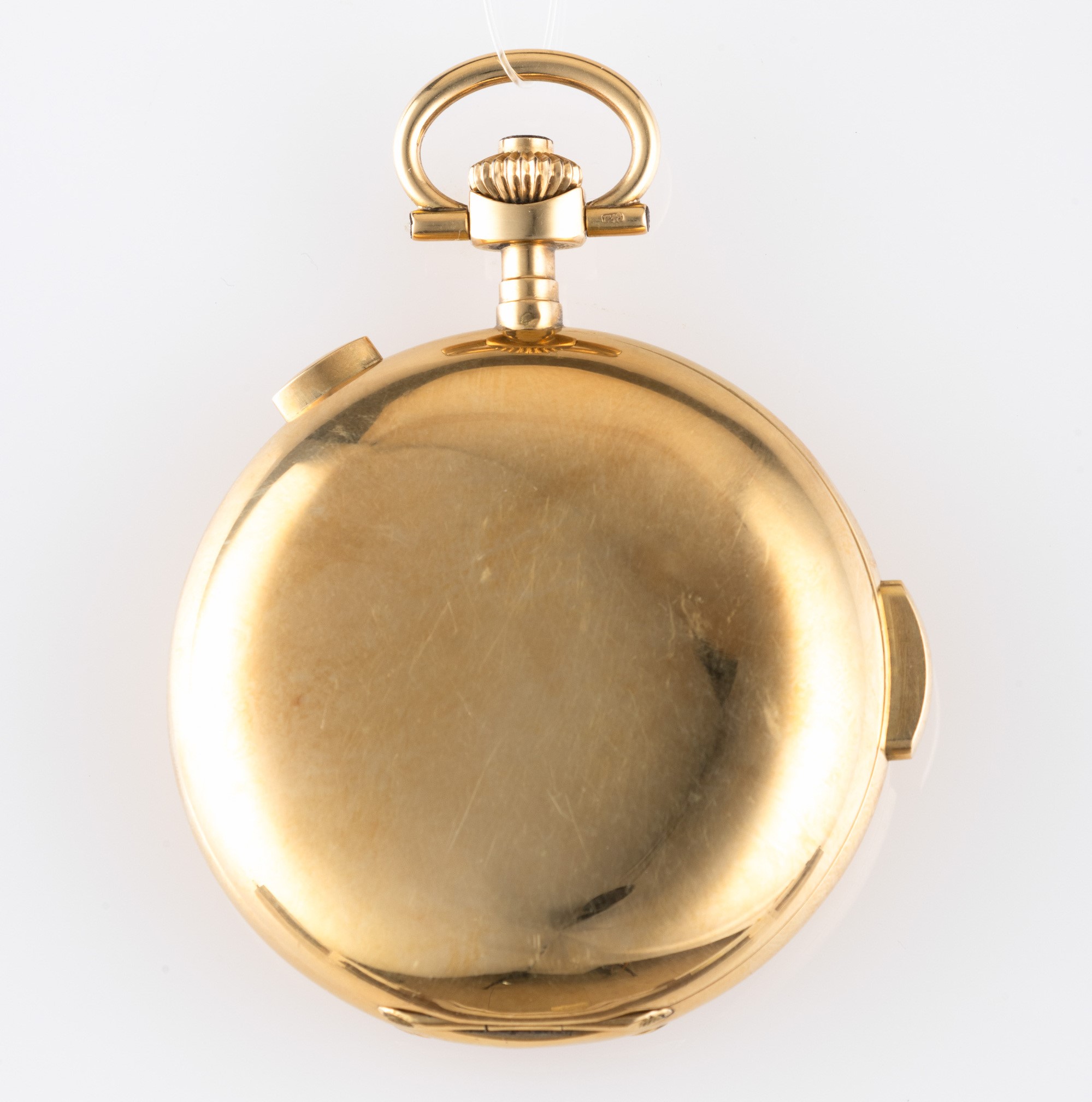 Orologio da polso in oro giallo 18k, Savonette a ripetizione minuti, quadrante in smalto bianco