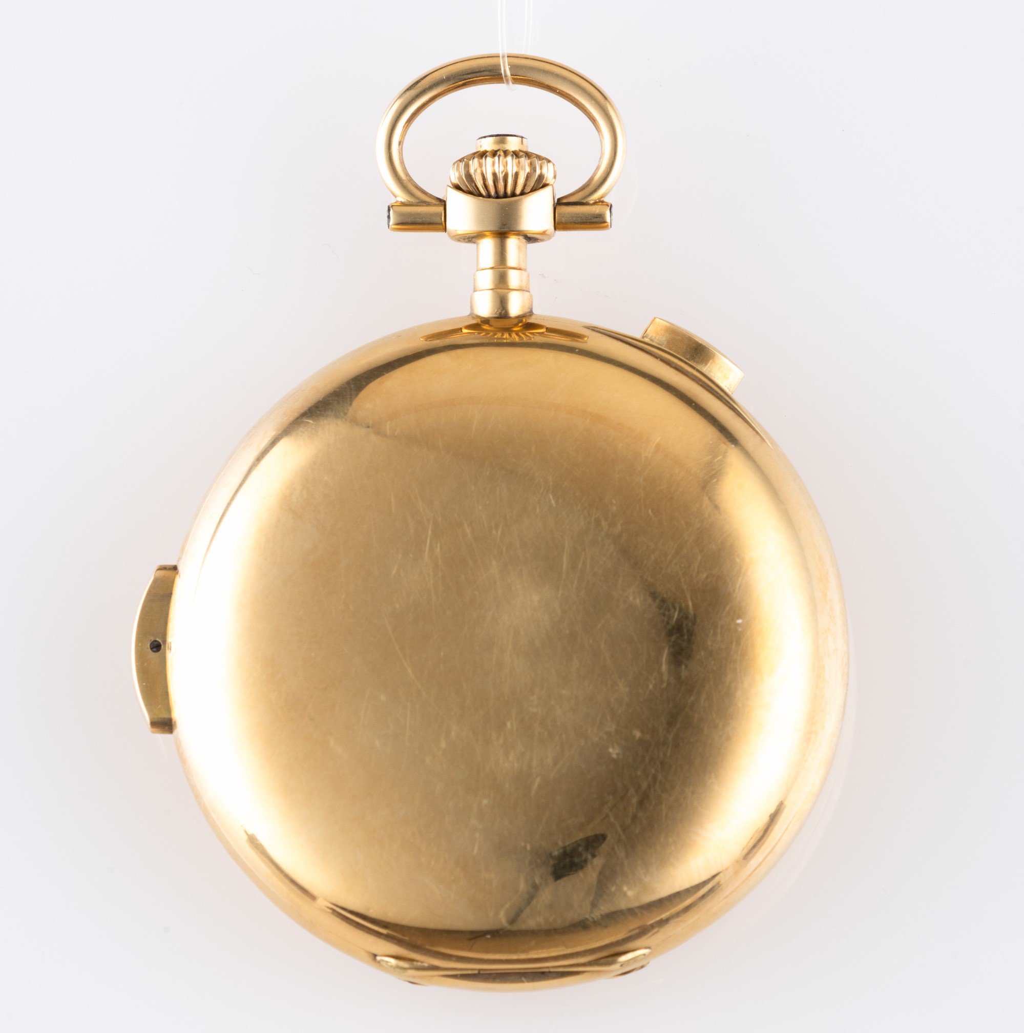 Orologio da polso in oro giallo 18k, Savonette a ripetizione minuti, quadrante in smalto bianco