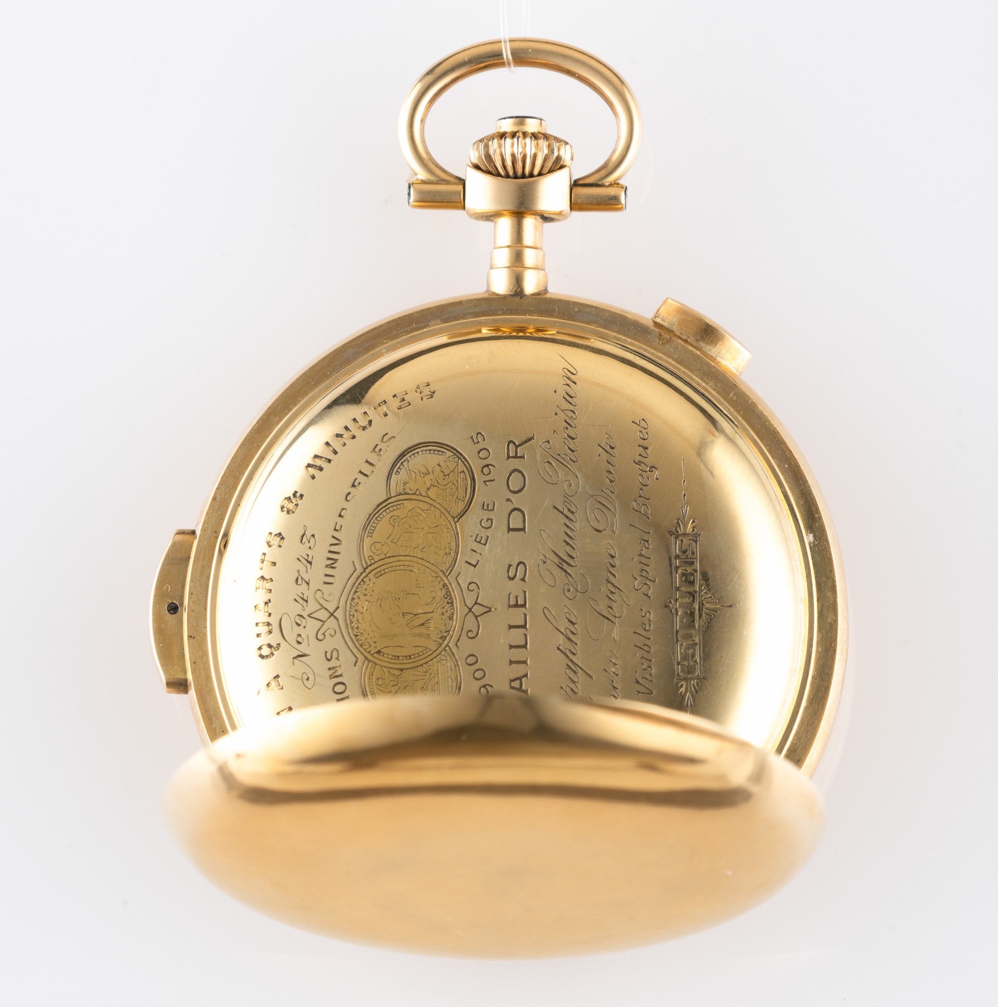 Orologio da polso in oro giallo 18k, Savonette a ripetizione minuti, quadrante in smalto bianco