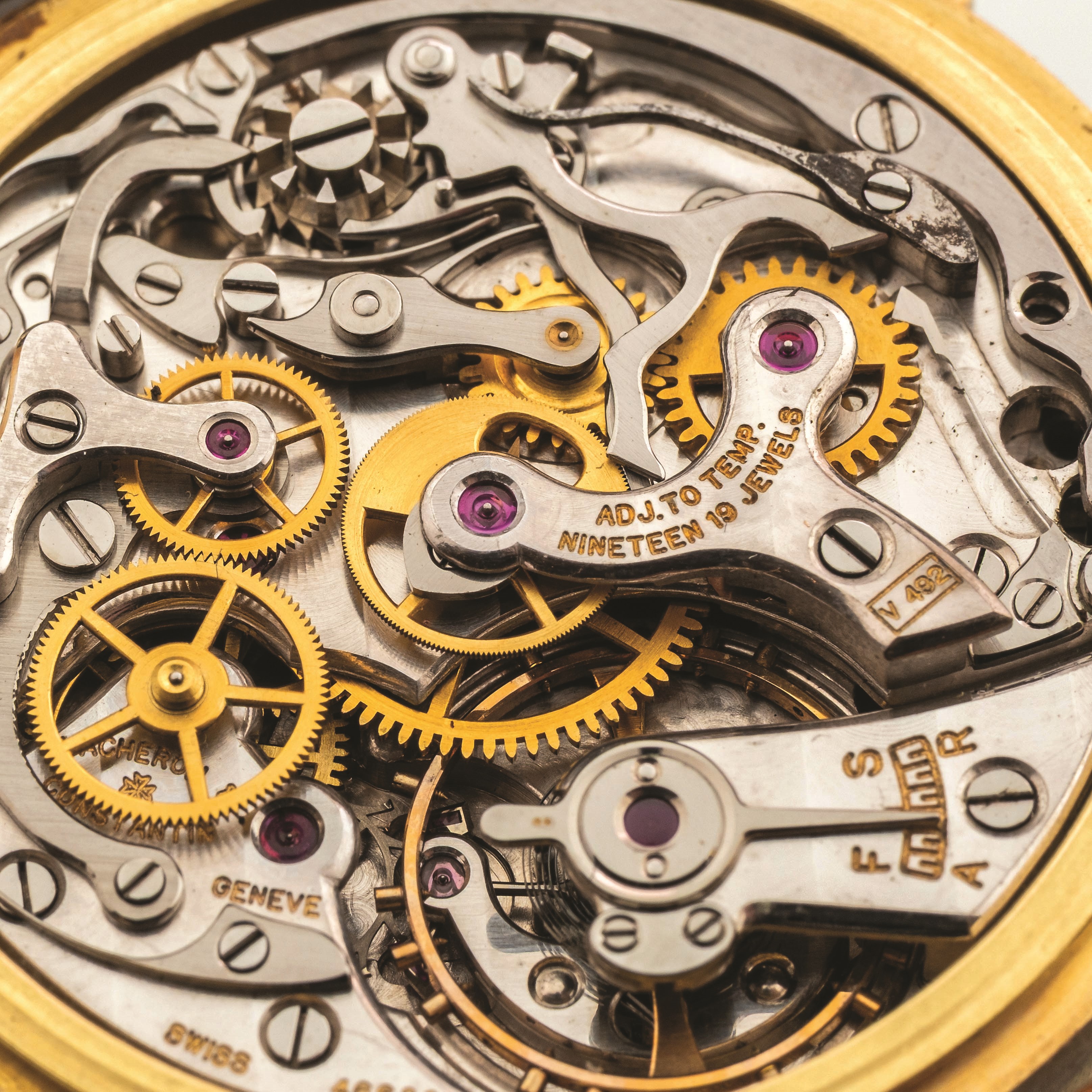 Vacheron & Constantin - Cronografo tasti quadri ref. 4072 in oro giallo 18k, quadrante dorè biton...