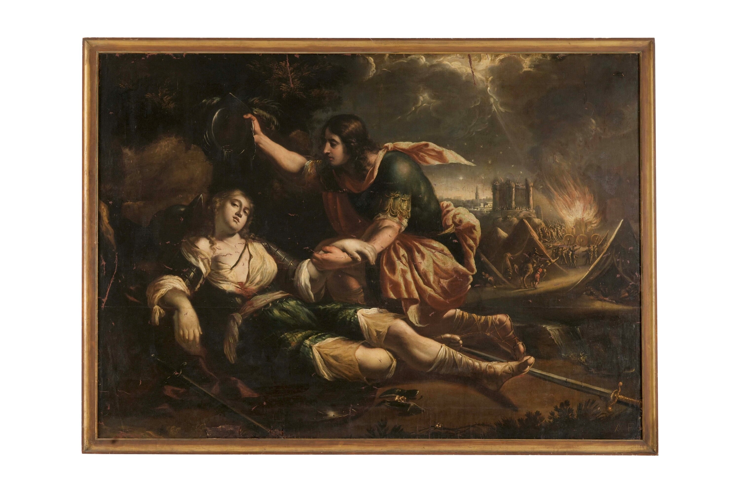 Andrea Vaccaro - Battesimo di Clorinda, olio su tela