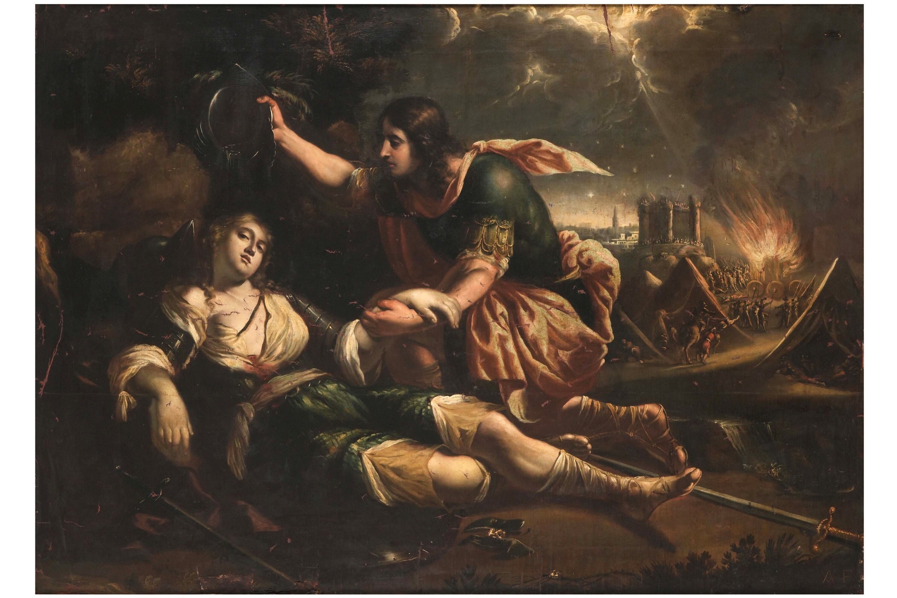 Andrea Vaccaro - Battesimo di Clorinda, olio su tela
