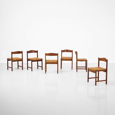 Sei sedie della serie Torbecchia, legno, circa 1960