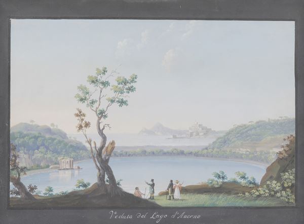 Pittore del XIX-XX secolo Veduta del lago d’Averno