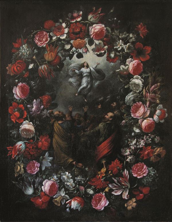 Trasfigurazione di Cristo entro ghirlanda di fiori