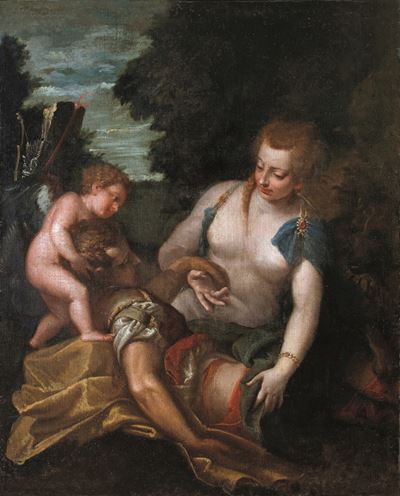 Venere e Adone, olio su tela