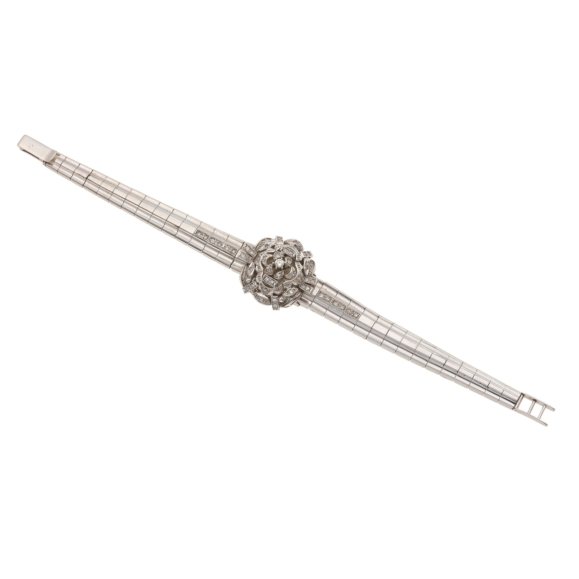 Bracciale in oro bianco 750 con orologio Invicta e diamanti