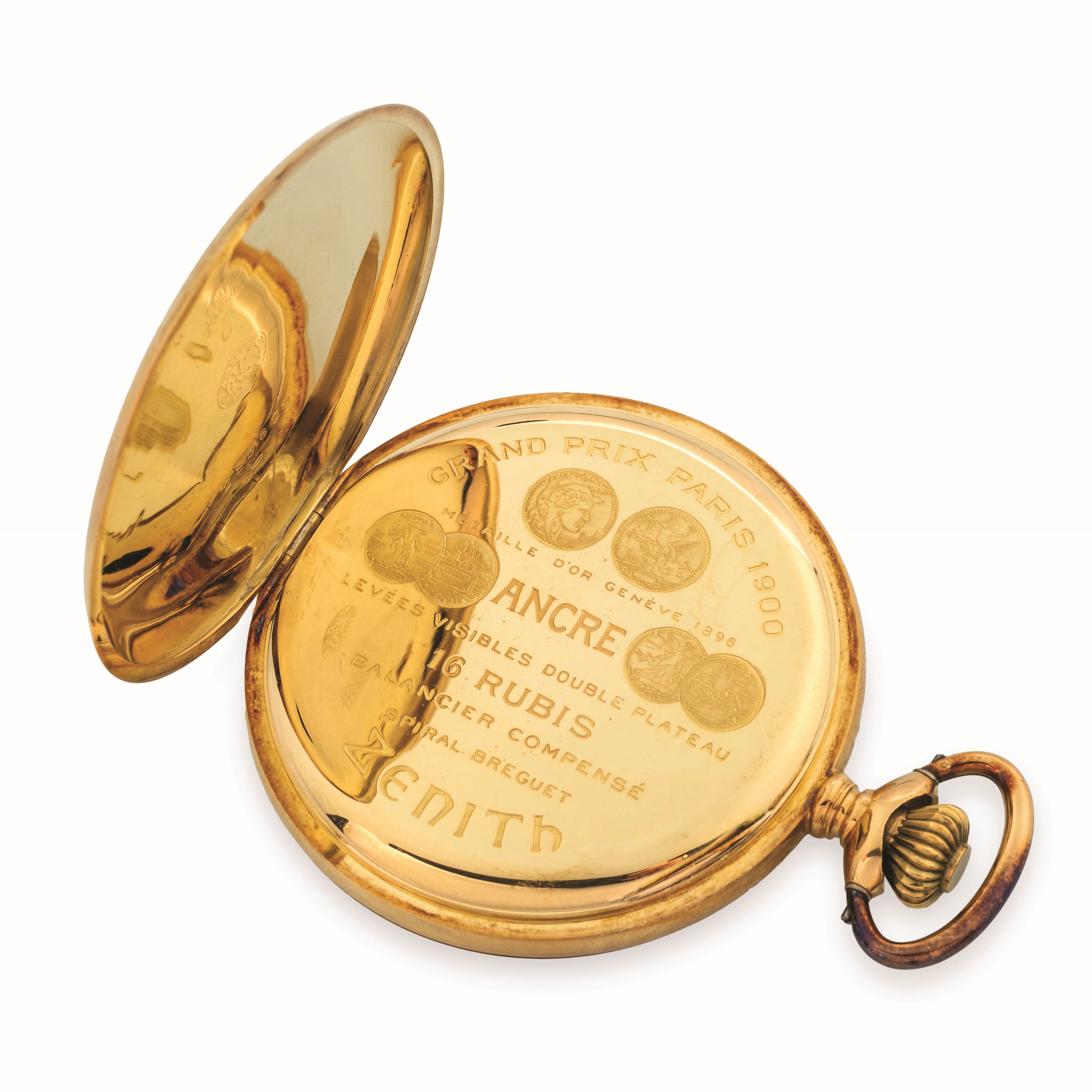 Zenith - Savonnette in oro giallo 18k con quadrante in smalto bianco, circa 1900