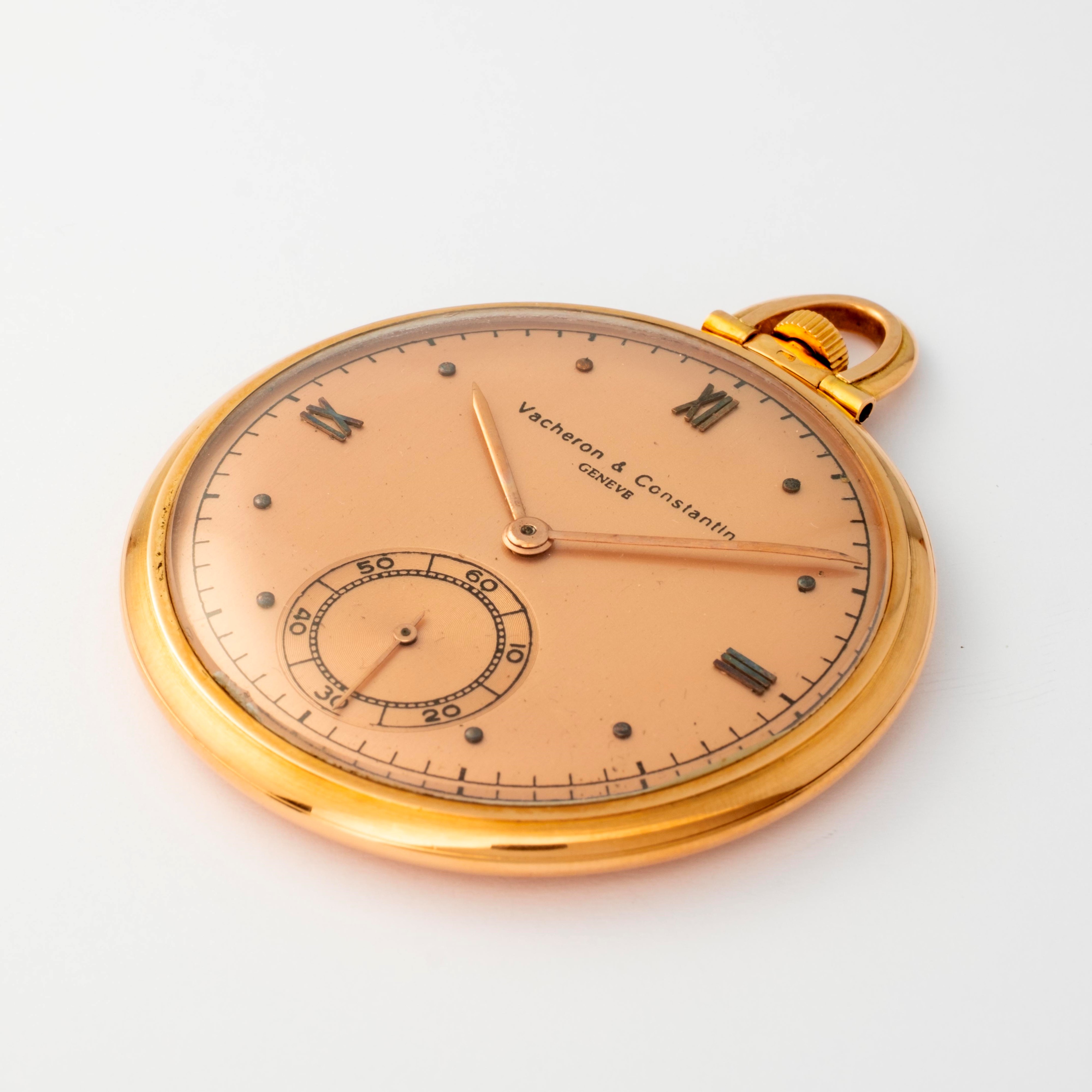 Vacheron & Constantin - Tasca in oro rosa 18k con quadrante salmone, circa 1935