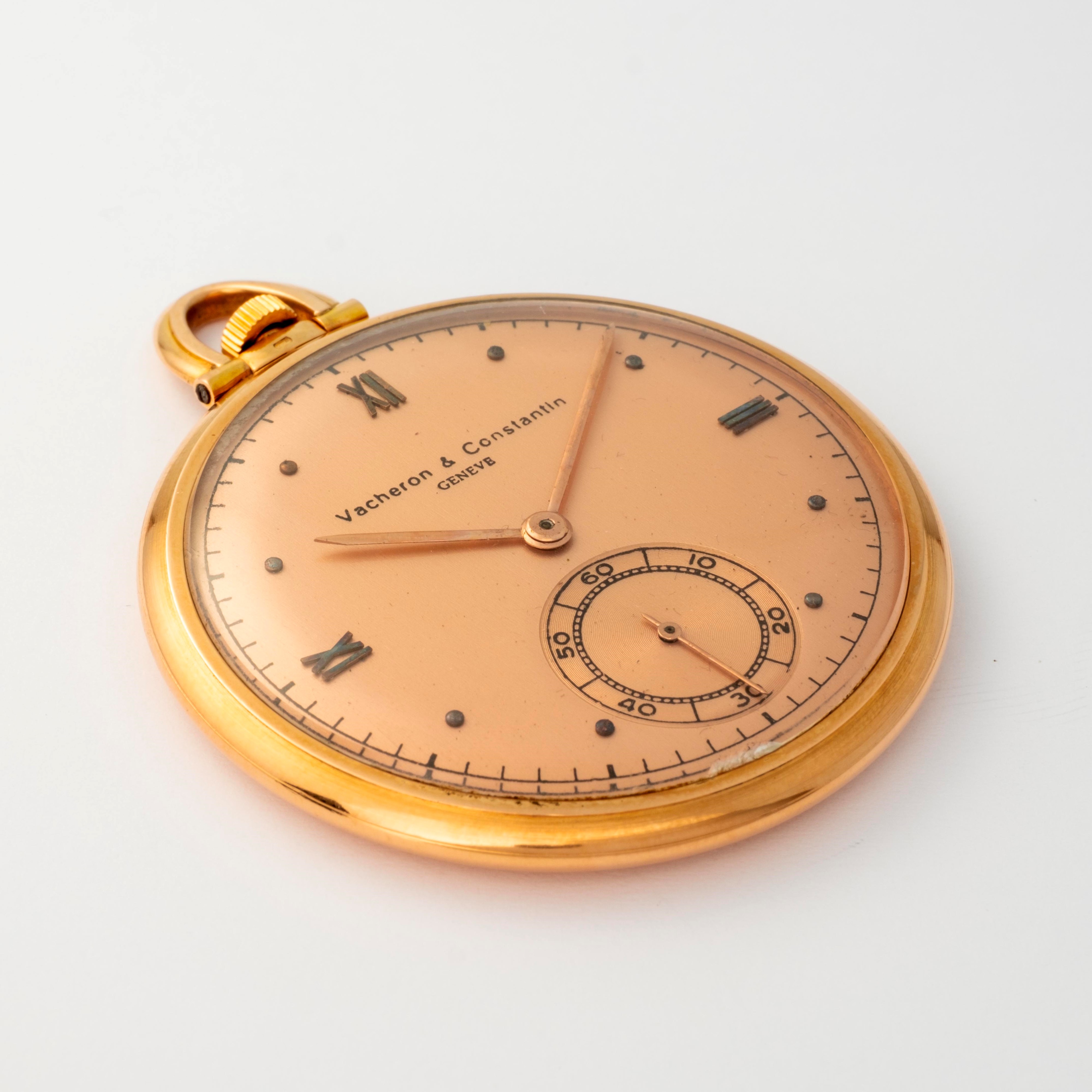 Vacheron & Constantin - Tasca in oro rosa 18k con quadrante salmone, circa 1935