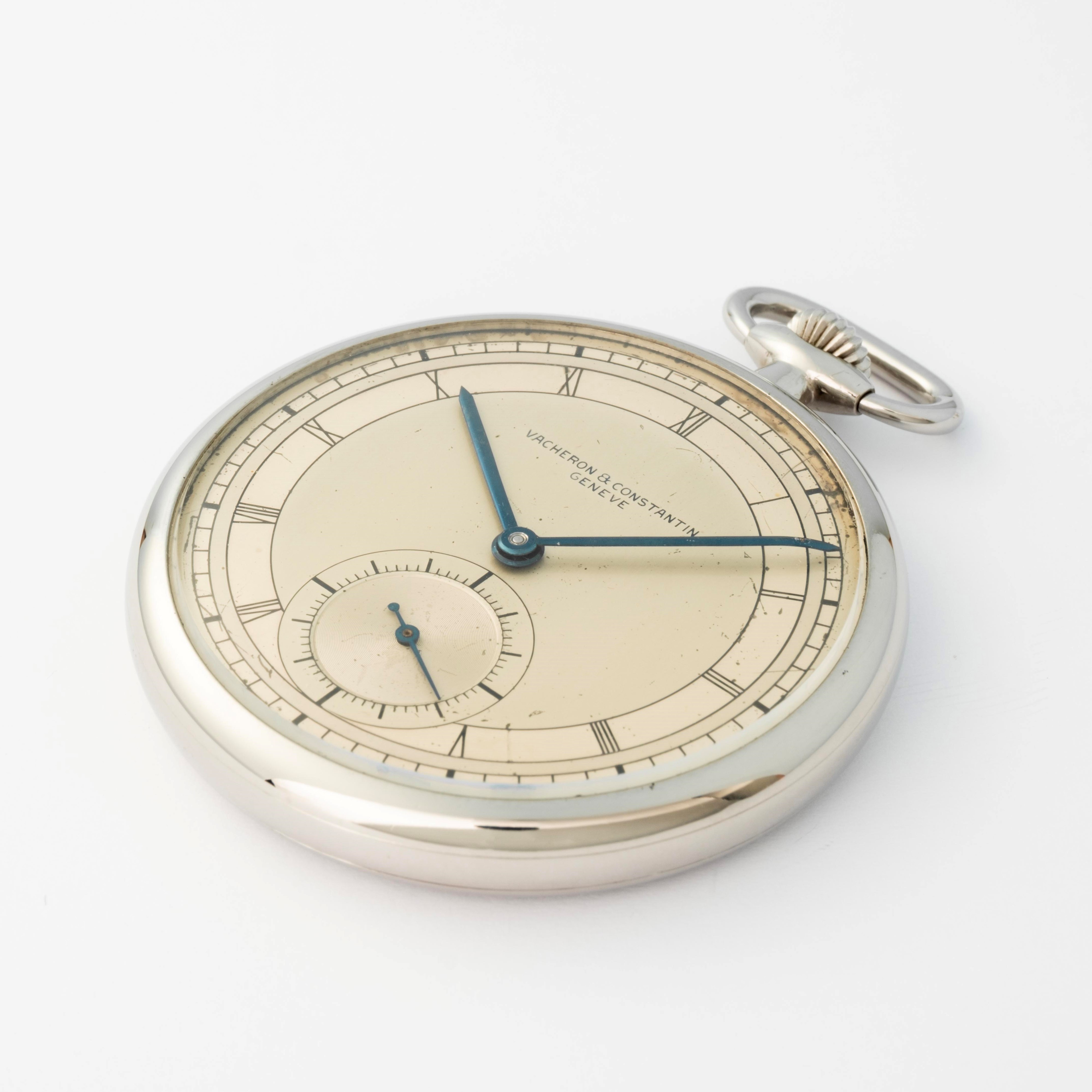 Vacheron & Constantin - Tasca in acciaio con quadrante argenté bitonale, circa 1930