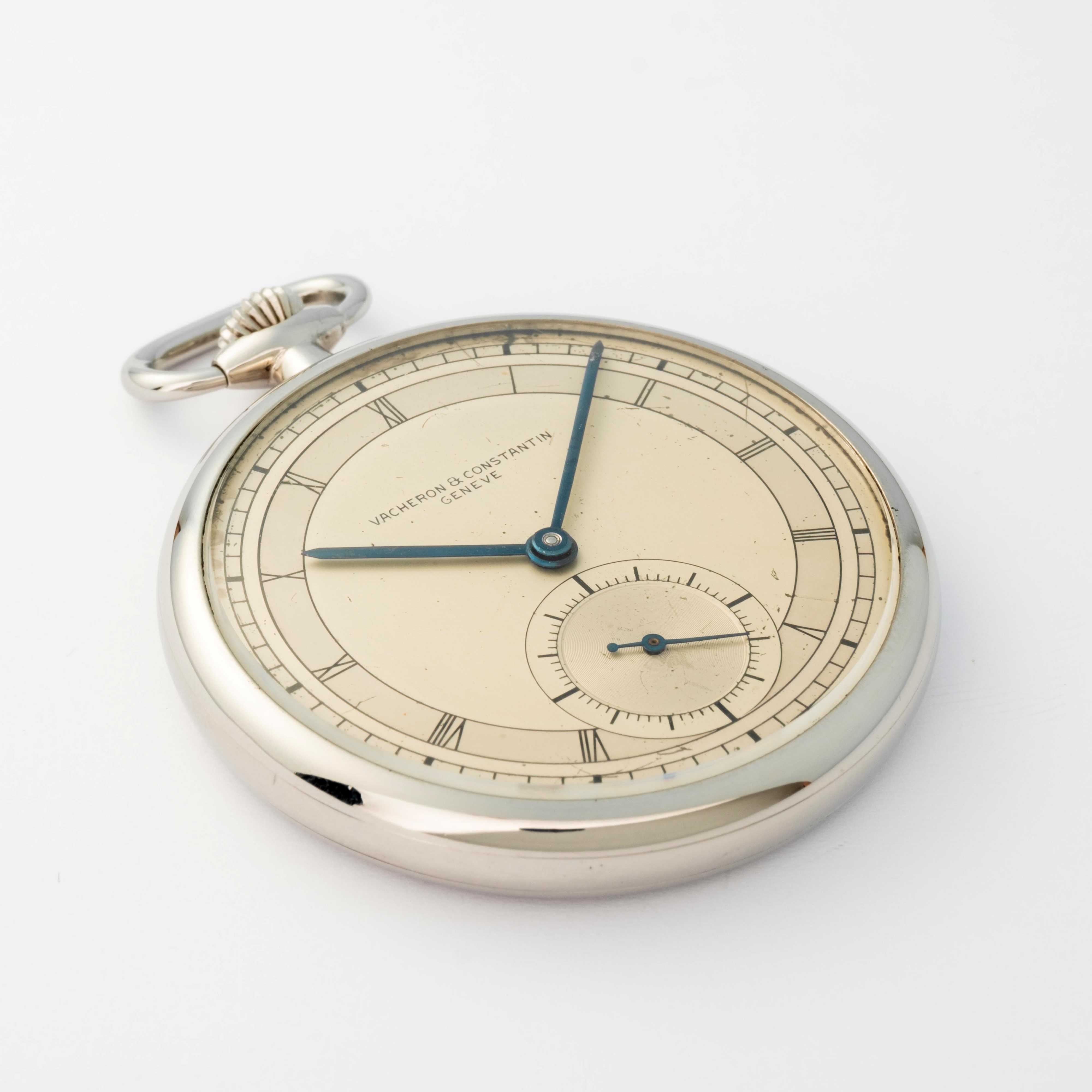 Vacheron & Constantin - Tasca in acciaio con quadrante argenté bitonale, circa 1930