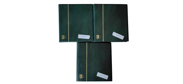 Stati del Mondo 1. 3 album a tre anelli contenenti 113 seriette di 43 Stati / Protettorati, in ordine alfabetico dall’Afghanistan alla Corea del Sud, comprese 10 monete d’argento di diverso taglio e composizione. 