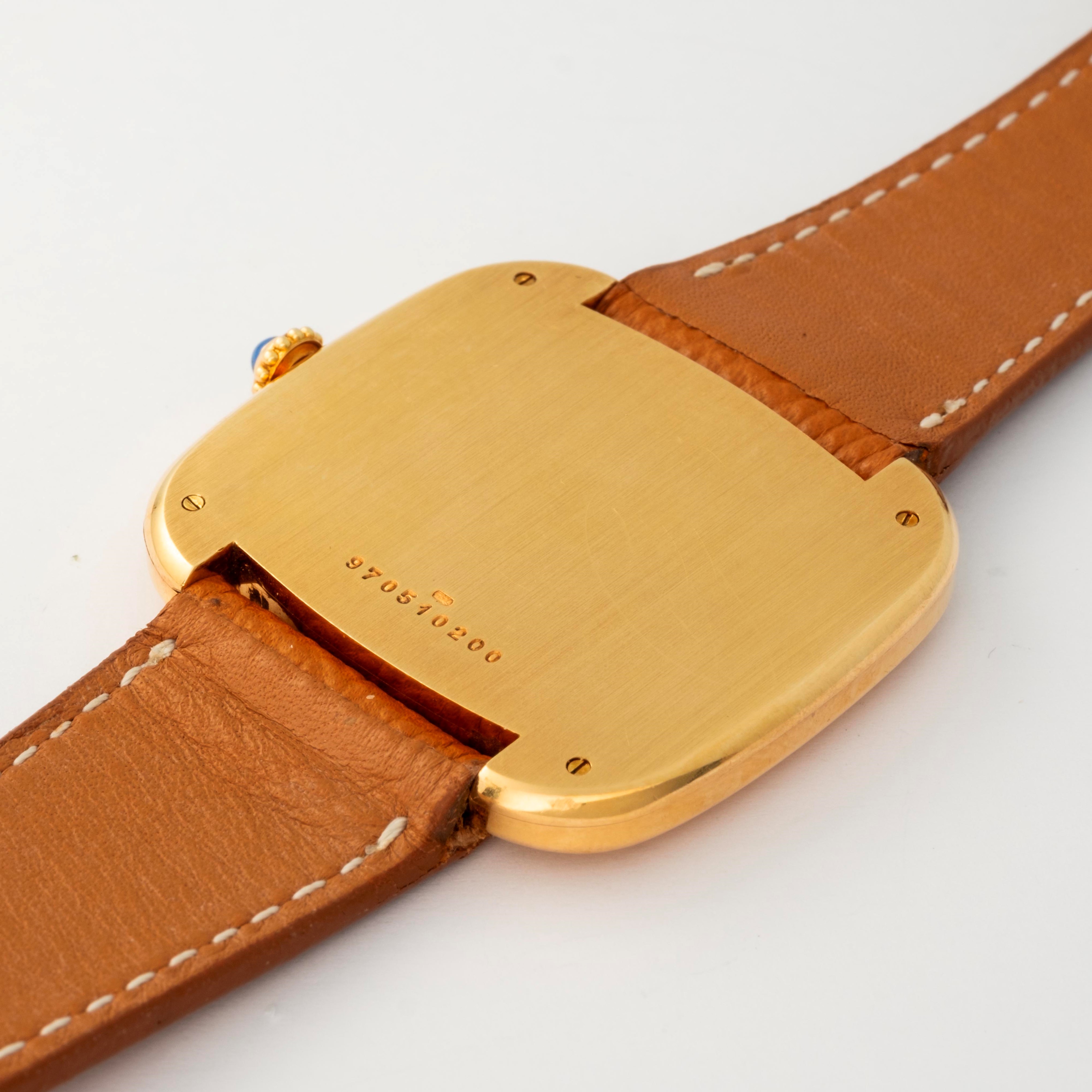 Cartier - Gondole Jumbo in oro giallo 18k, quadrante bianco con numeri romani, circa 1970
