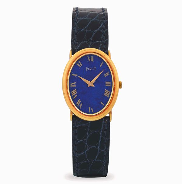 Piaget - Ovale in oro giallo 18k e quadrante Lapis con indici romani, circa 1980