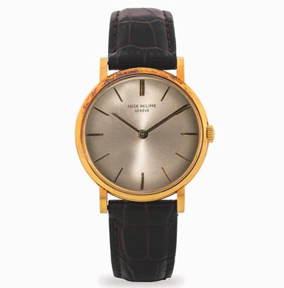 Calatrava in oro giallo 18k con quadrante argenté, circa 1960