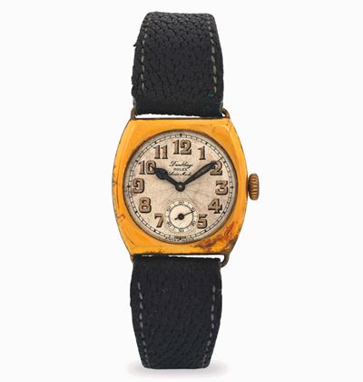 Orologio Dumklings goldfilled con quadrante Grenè e indici arabi, circa 1930
