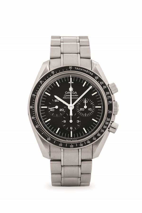 Omega - Speedmaster Professional in acciaio, quadrante nero con tre contatori, circa 2005