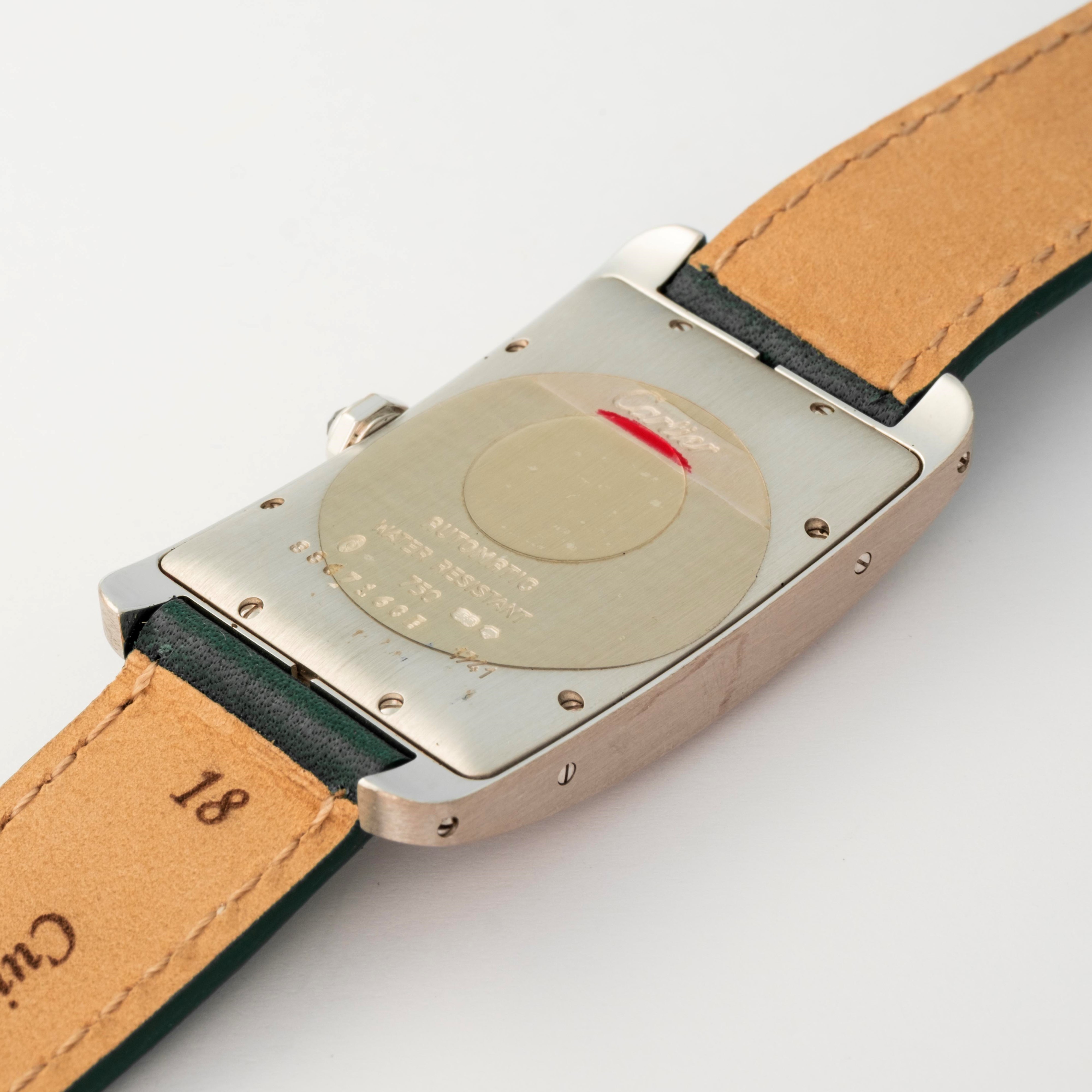 Cartier - Tank Americaine in oro bianco 18k con quadrante argentè e numeri romani, circa 2010