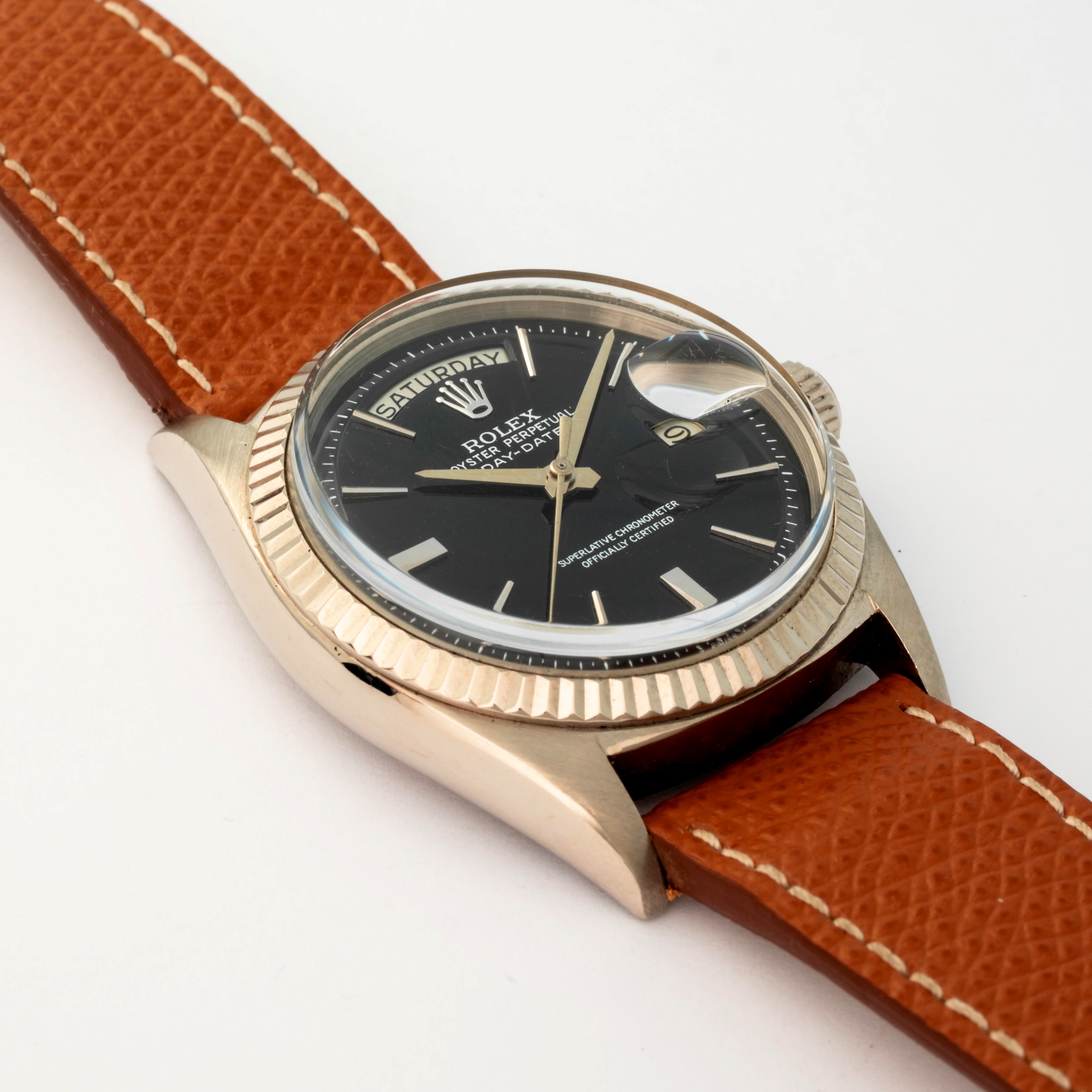 Rolex - Day-Date ref. 1803, oro bianco 18k, quadrante nero con indici applicati, circa 1964