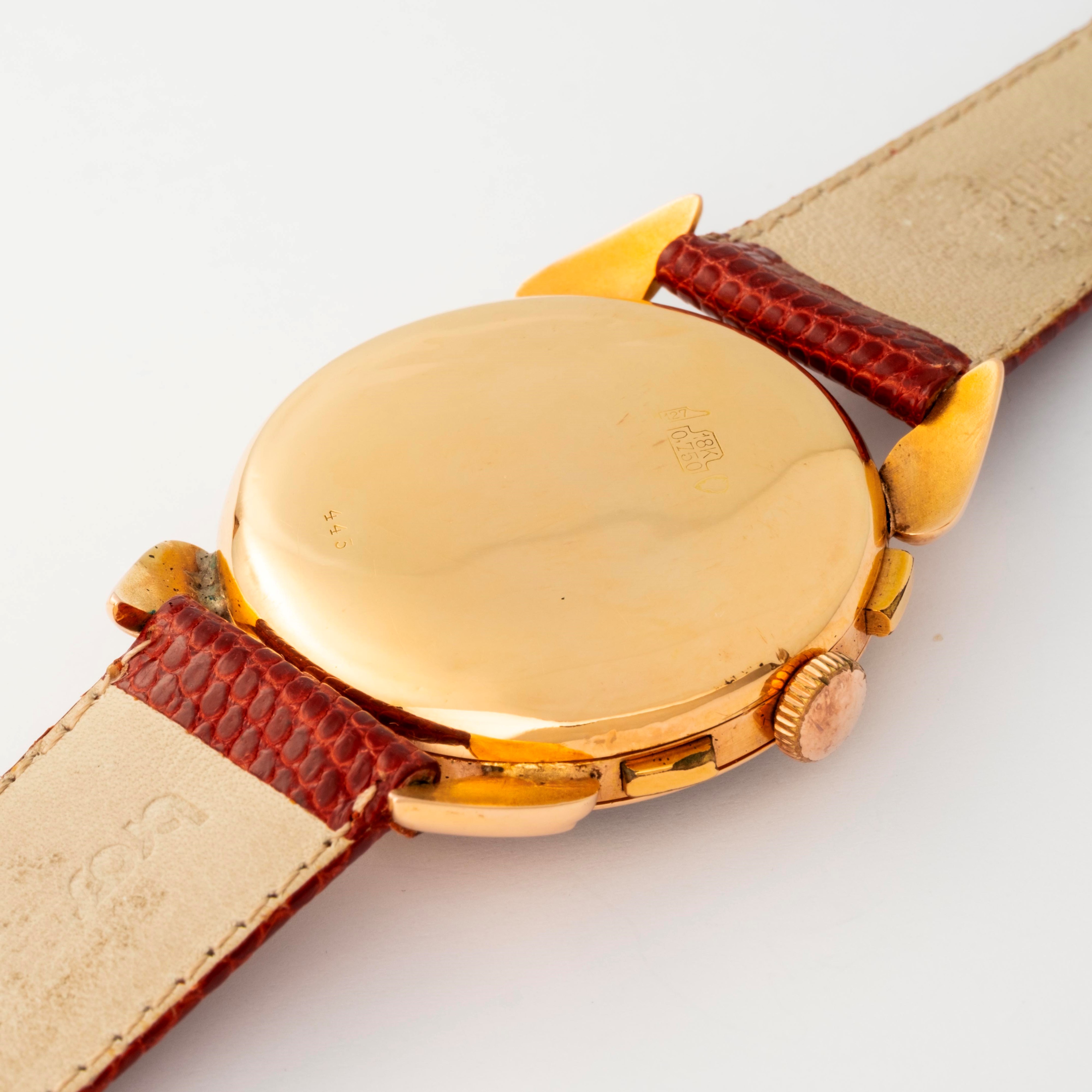 Exactus - Corne de Vache cronografo in oro giallo 18k con quadrante Grenè a due contatori, circa ...