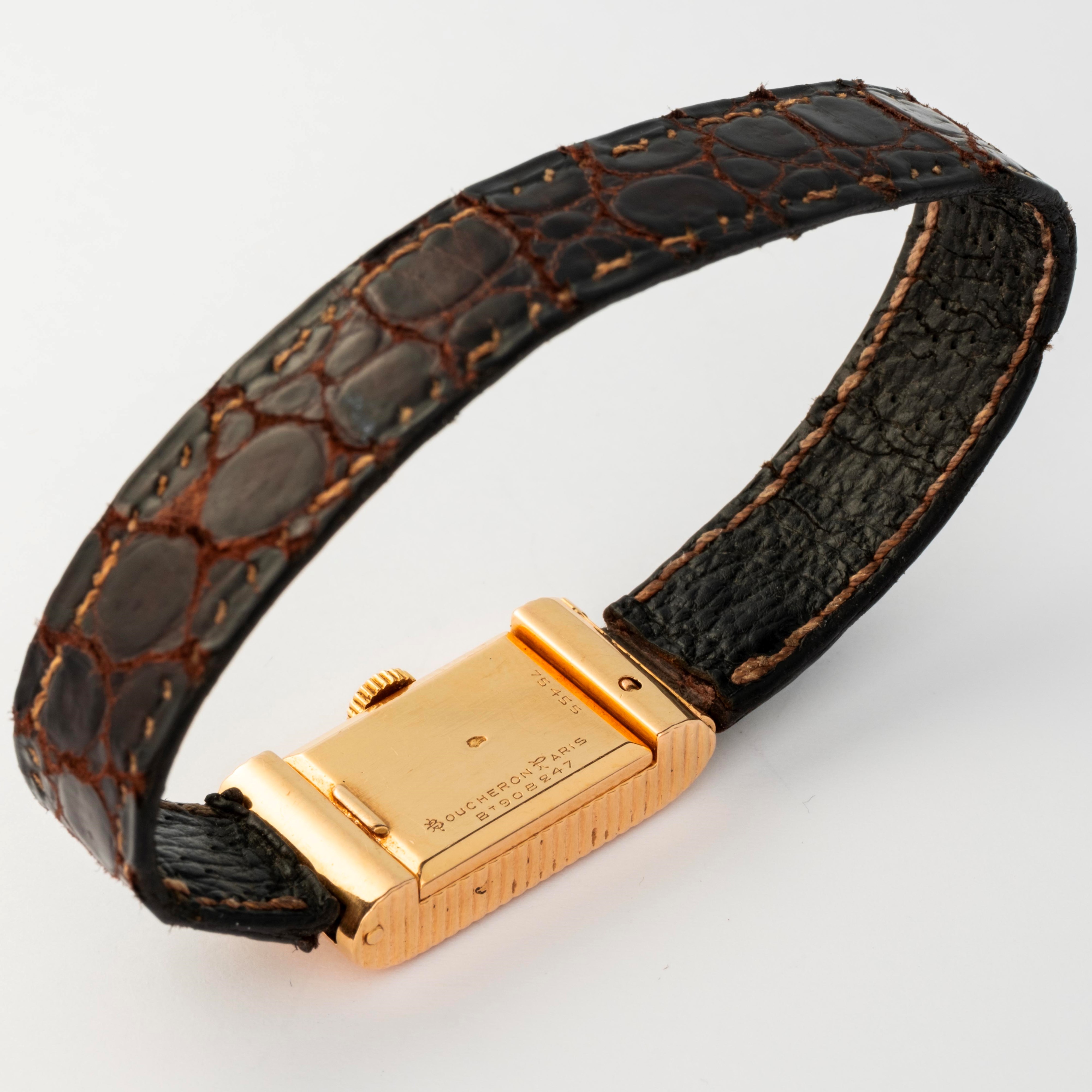 Boucheron - Reflet in oro giallo 18k con quadrante Clous de Paris, circa 1970